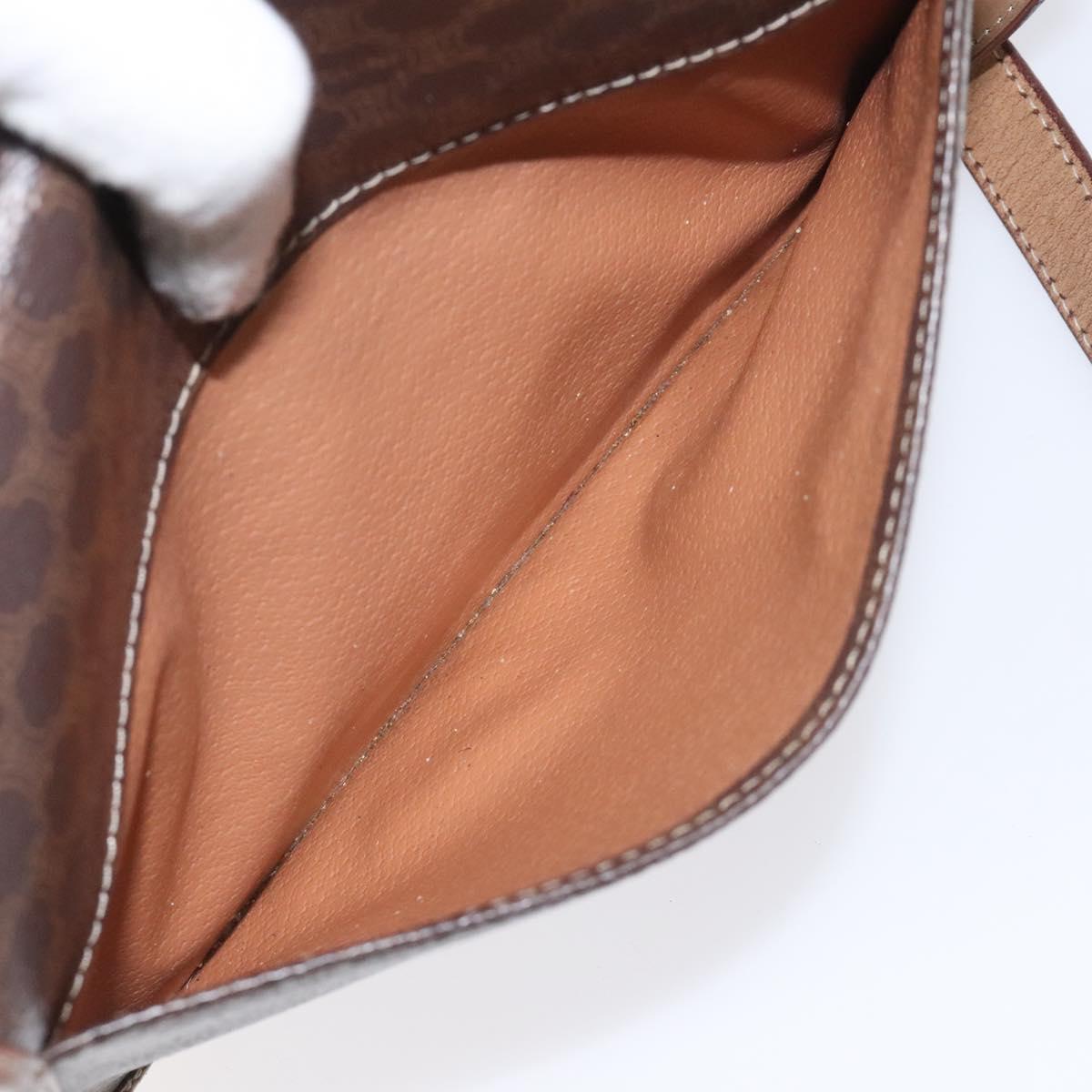 CELINE Macadam Canvas Circle Shoulder Bag PVC Leather Brown Gold Auth 115903