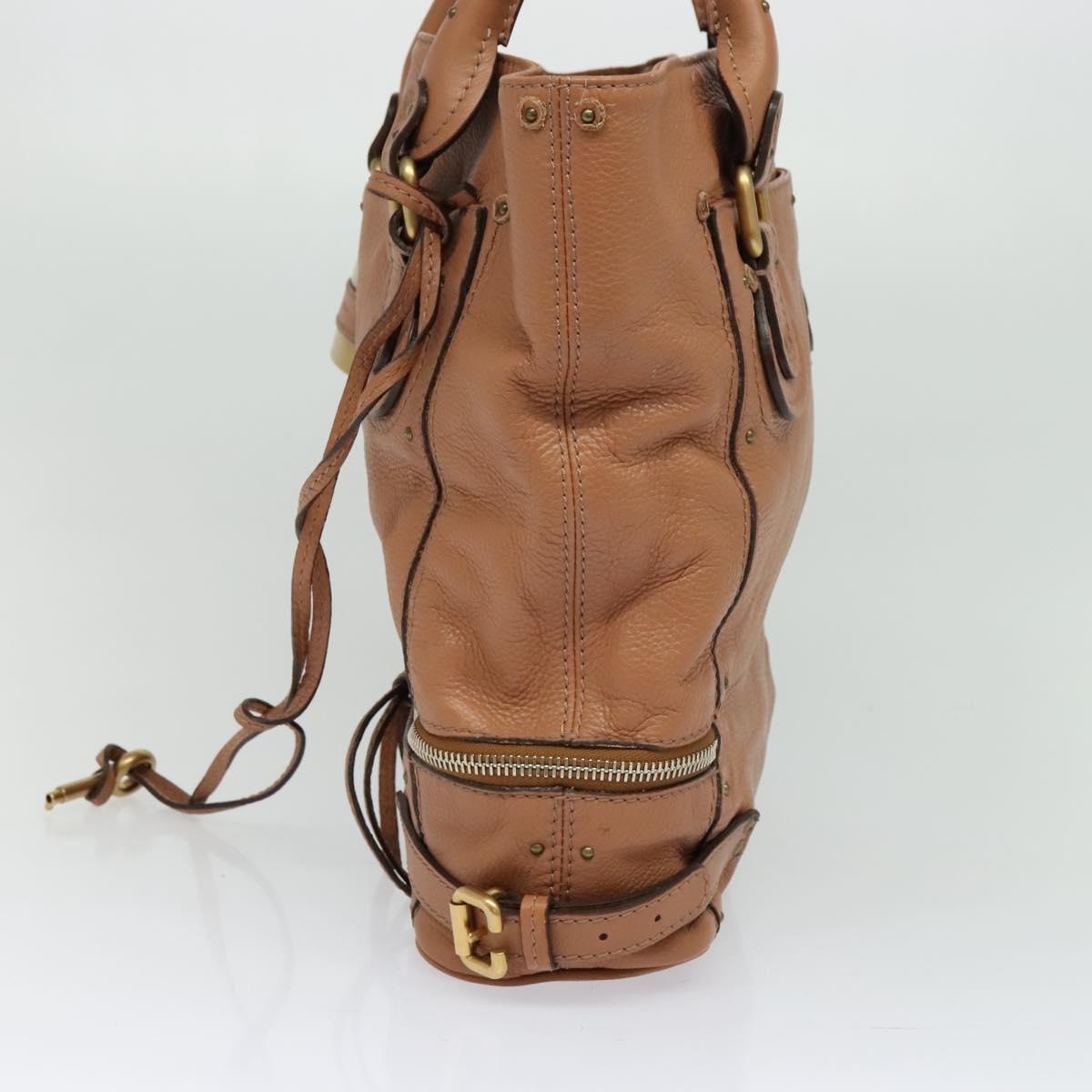 Chloe Paddington Hand Bag Leather Beige Gold Silver Auth 115904V