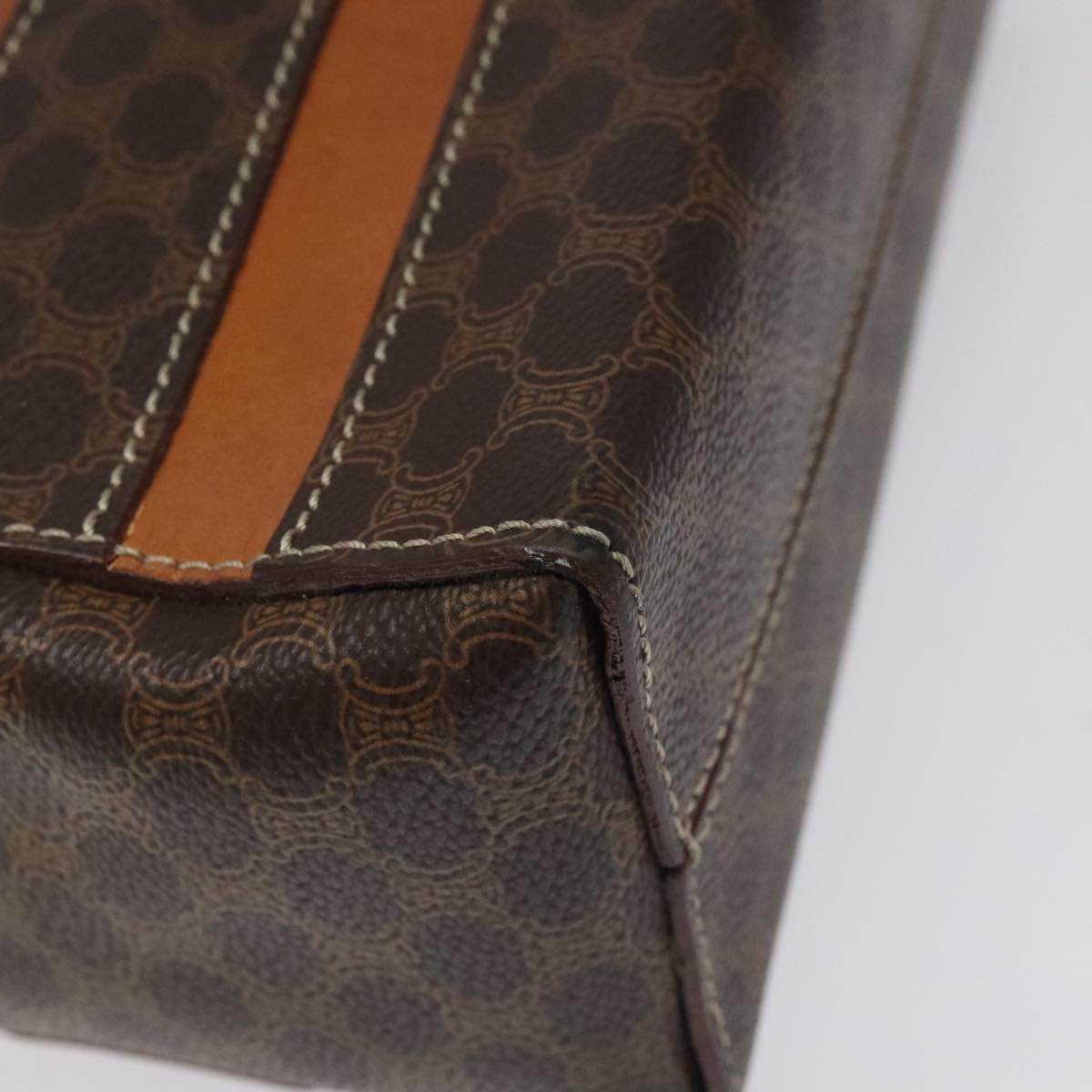 CELINE Macadam Canvas Shoulder Bag PVC Beige Brown gold Auth 115906