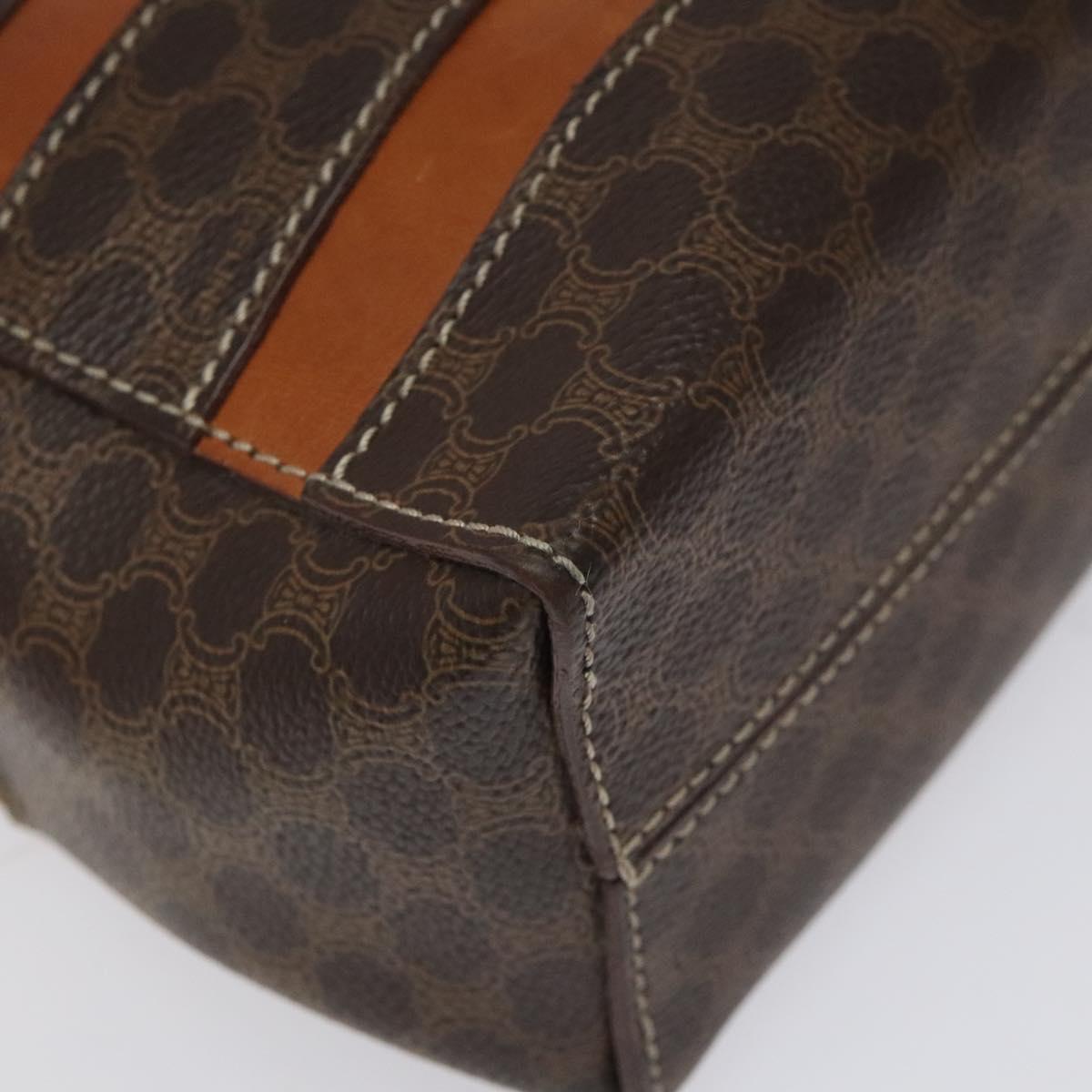 CELINE Macadam Canvas Shoulder Bag PVC Beige Brown gold Auth 115906