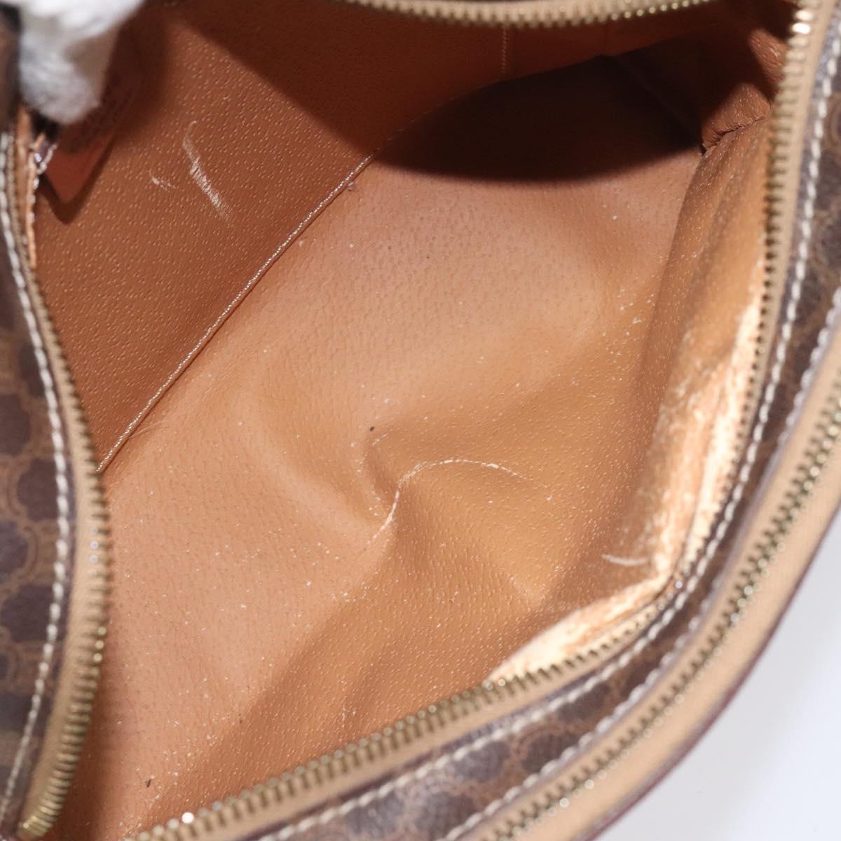 CELINE Macadam Canvas Shoulder Bag PVC Beige Brown gold Auth 115906