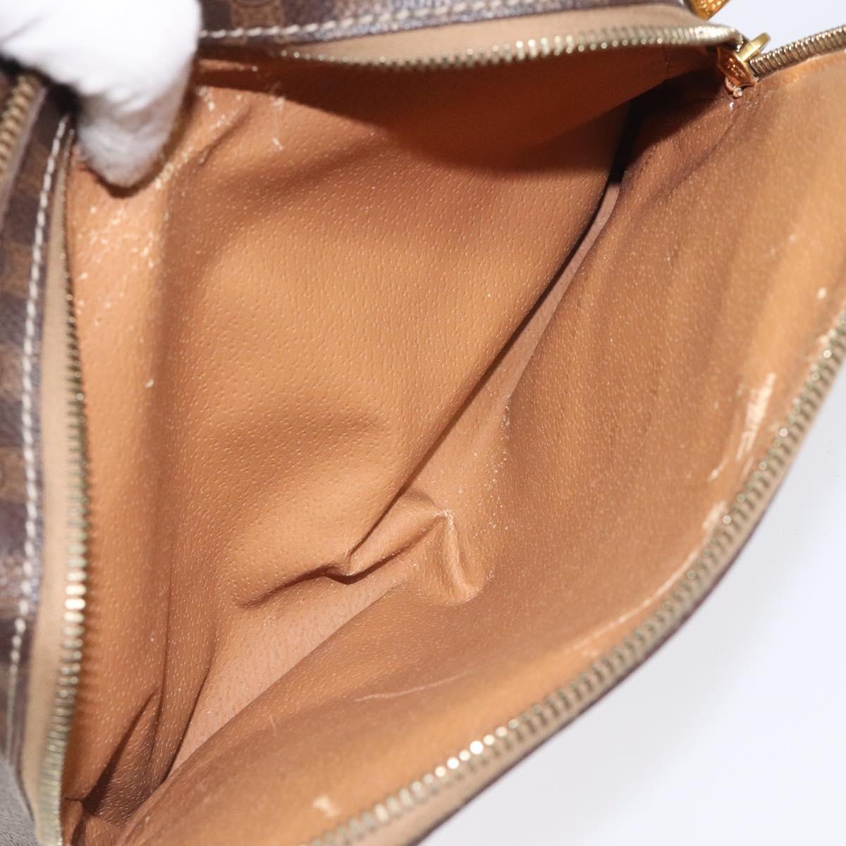 CELINE Macadam Canvas Shoulder Bag PVC Beige Brown gold Auth 115906