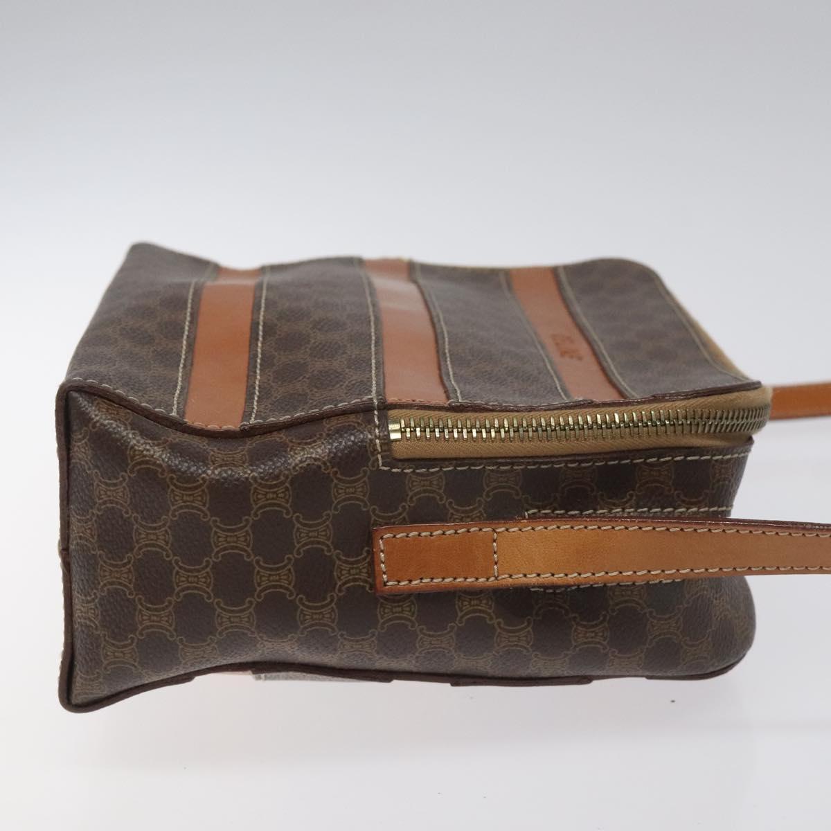 CELINE Macadam Canvas Shoulder Bag PVC Beige Brown gold Auth 115906