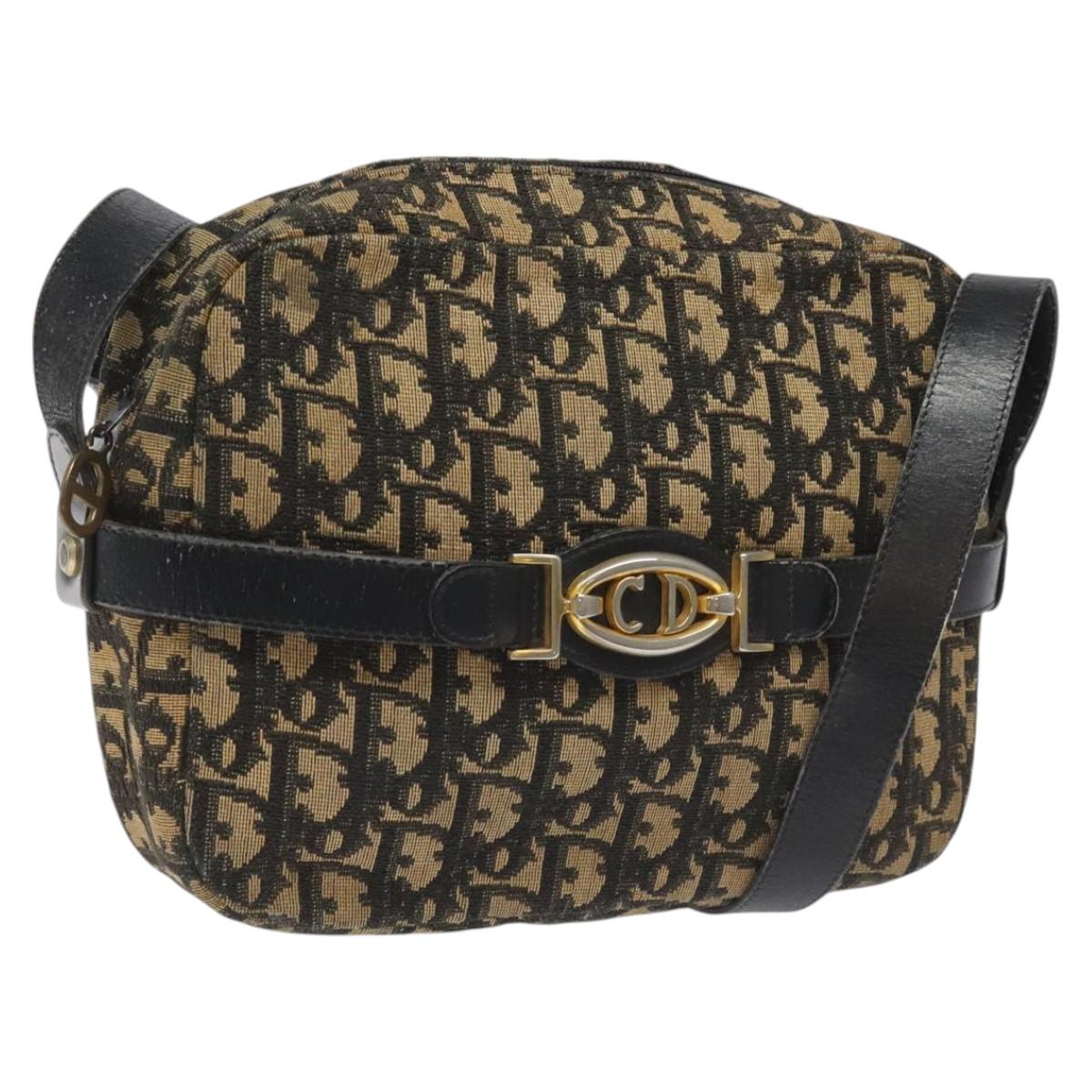 Christian Dior Trotter Canvas Shoulder Bag Black Auth 115917