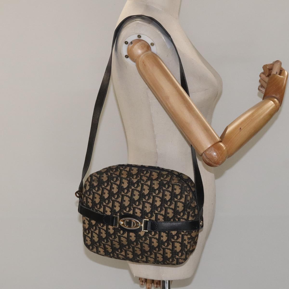 Christian Dior Trotter Canvas Shoulder Bag Black Auth 115917