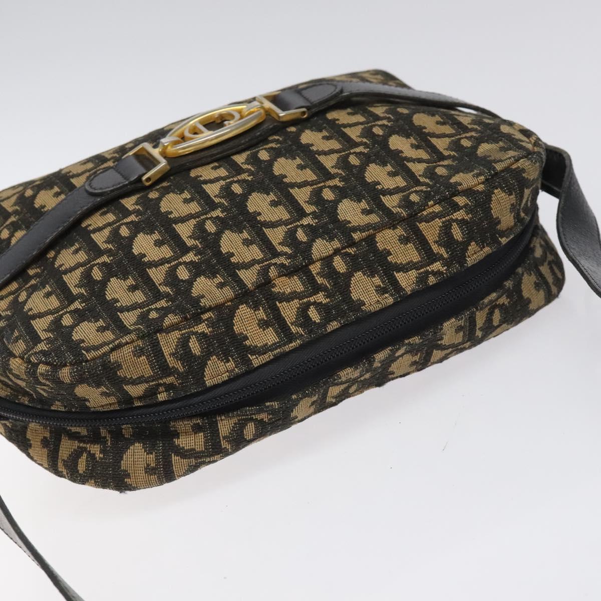 Christian Dior Trotter Canvas Shoulder Bag Black Auth 115917