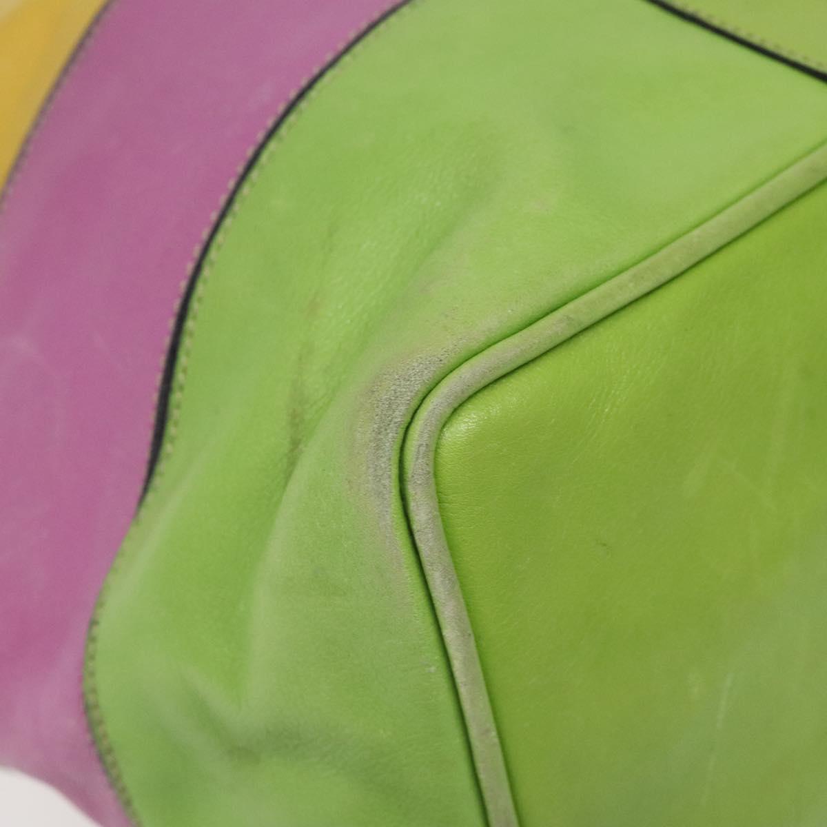 CELINE Shoulder Bag Leather Green Auth 115918