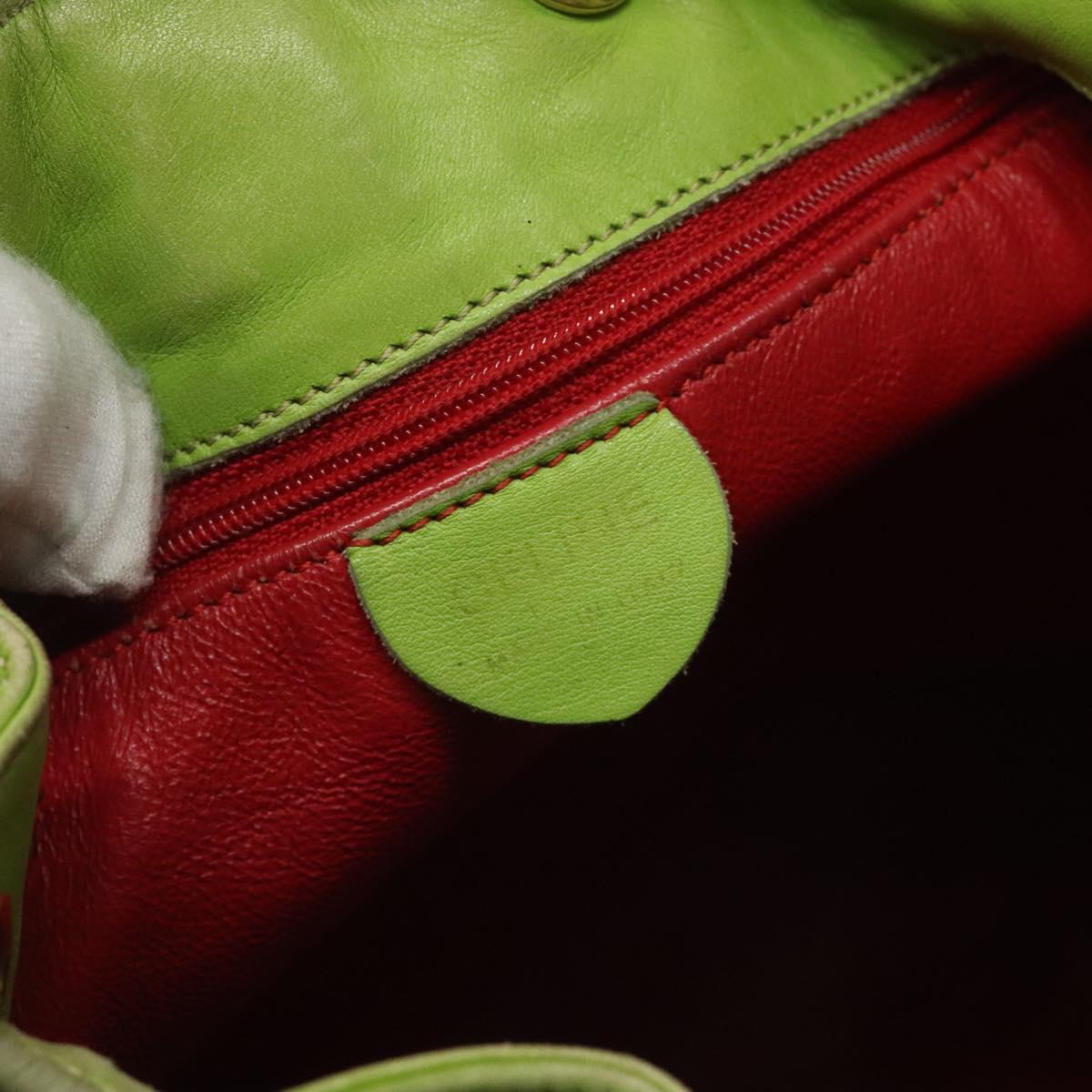 CELINE Shoulder Bag Leather Green Auth 115918