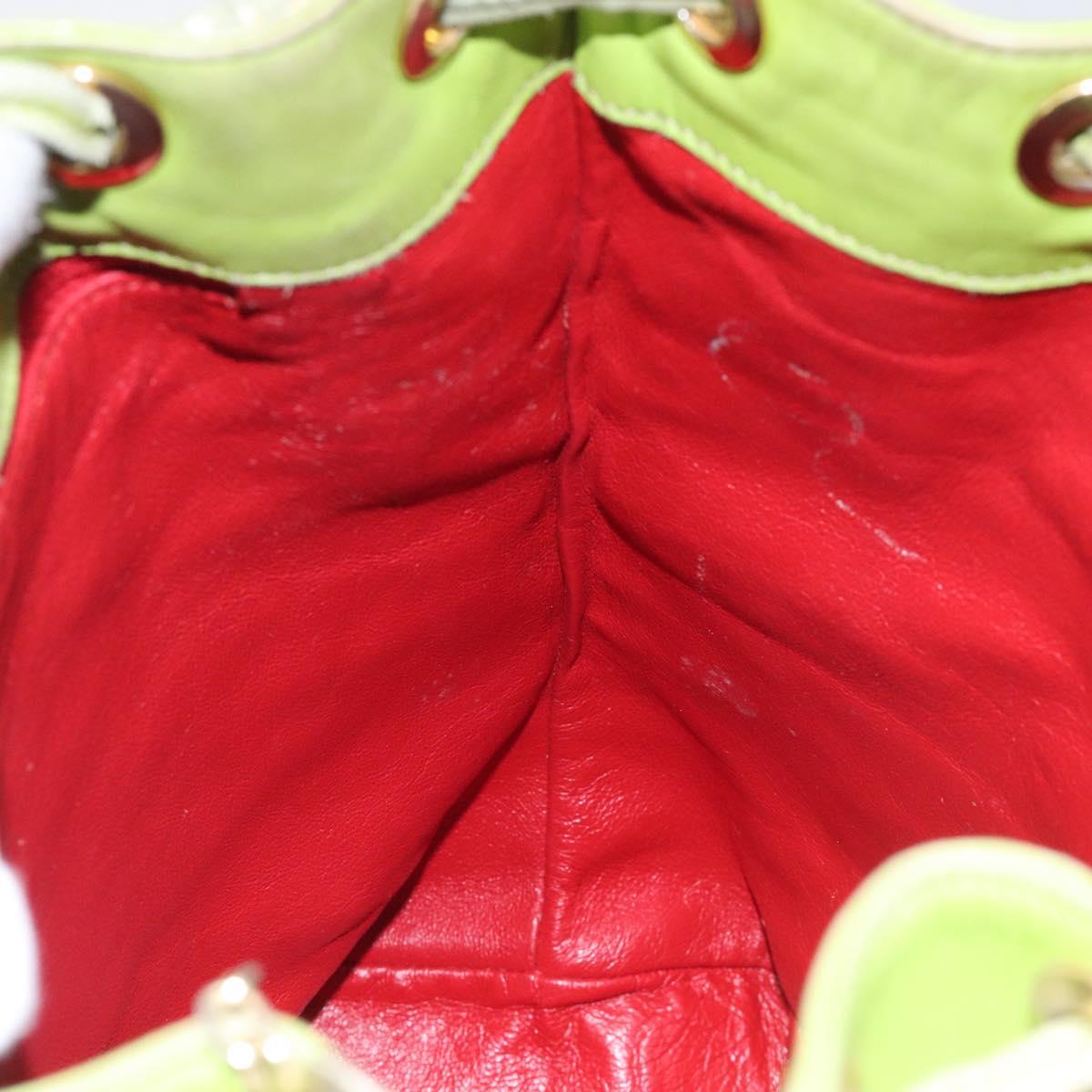 CELINE Shoulder Bag Leather Green Auth 115918