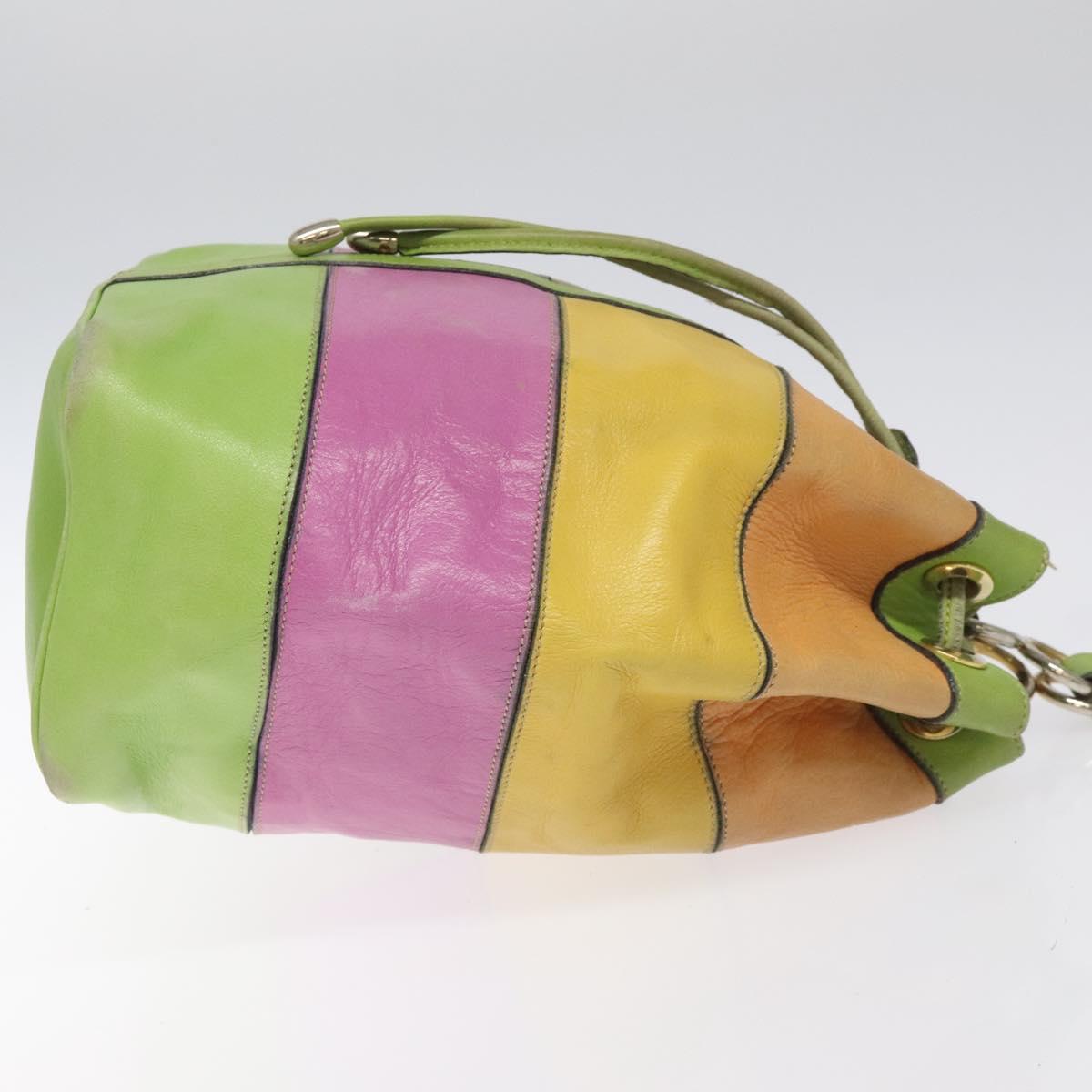 CELINE Shoulder Bag Leather Green Auth 115918