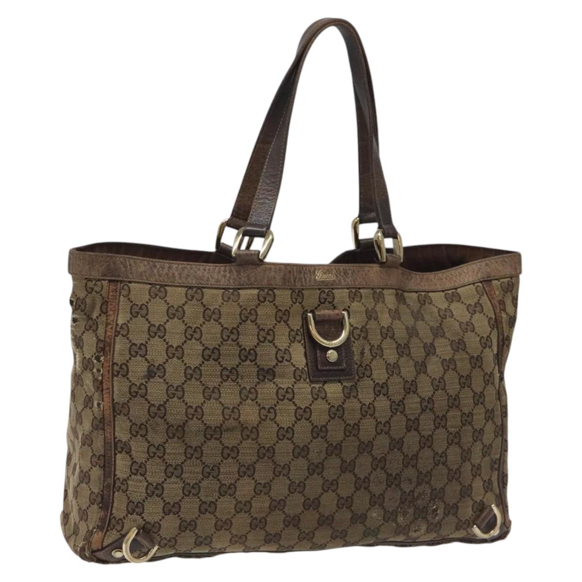 GUCCI GG Canvas Tote Bag Beige 141472 Auth 115948