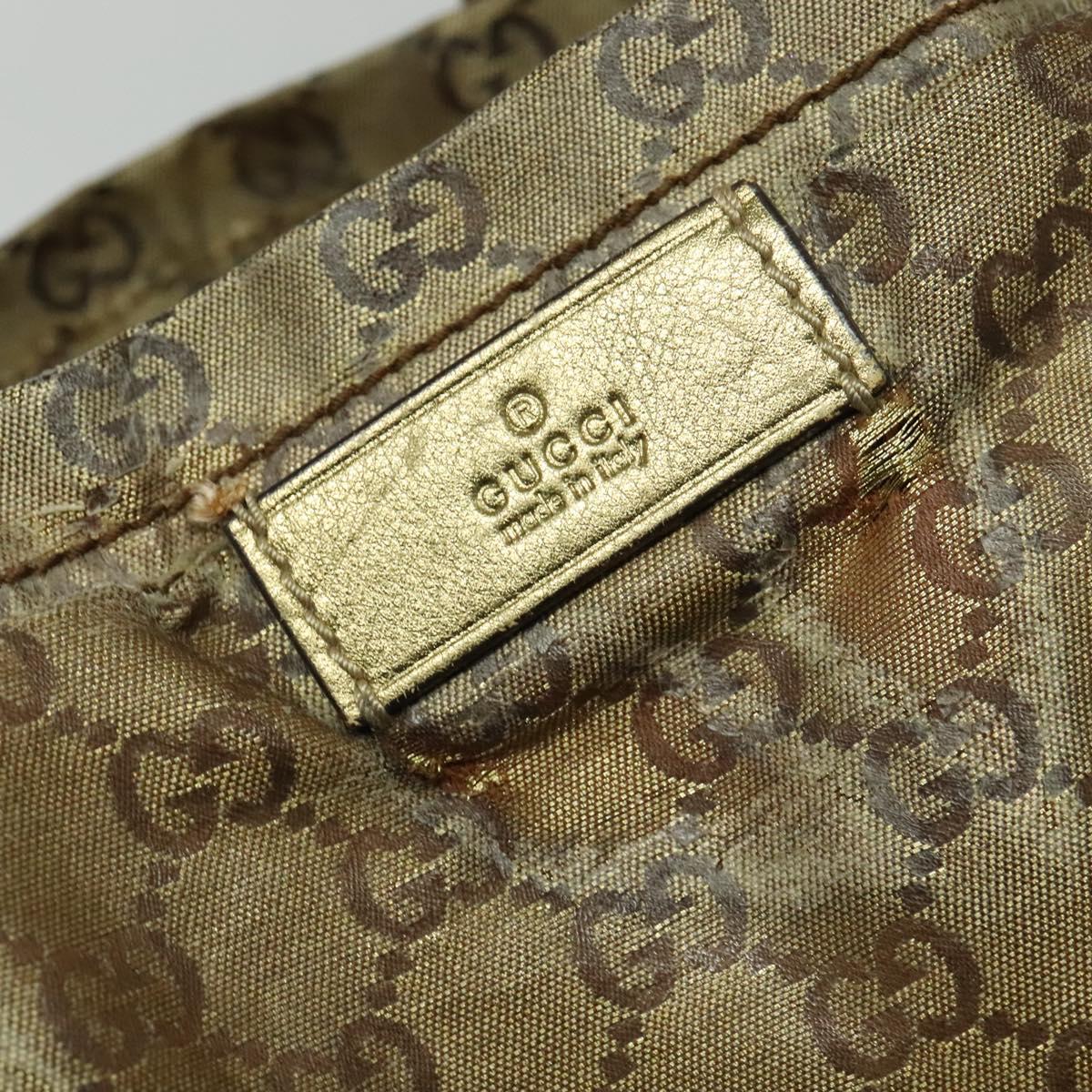 GUCCI GG Crystal Sherry Line Tote Bag Gold Gray Brown 189669 Auth 115950