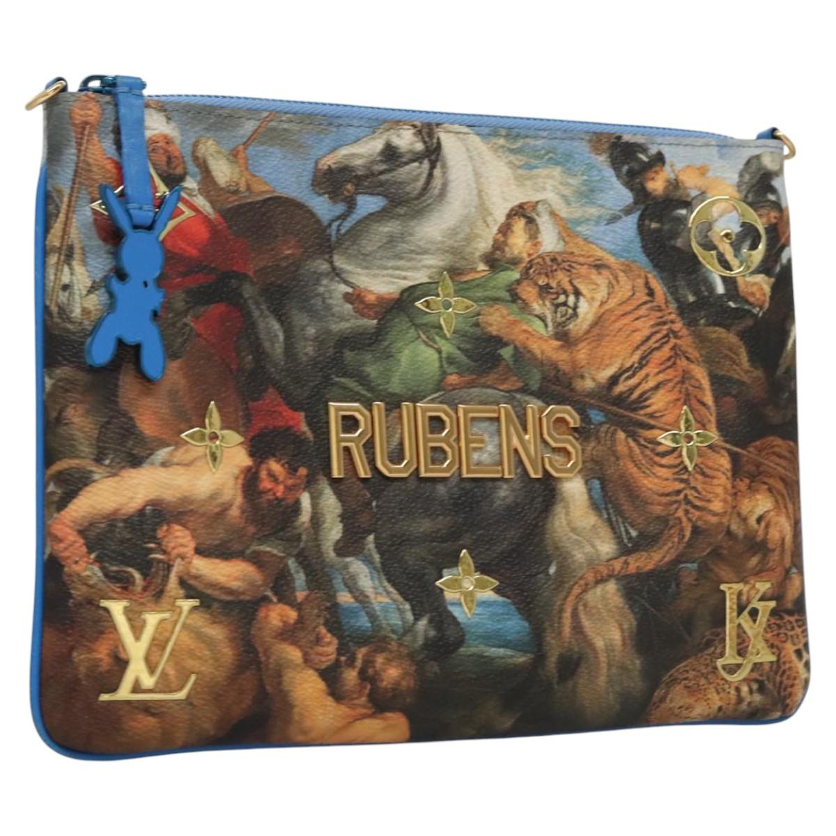 LOUIS VUITTON Celty Pochette Plat Pouch Koons Rubens M64617 LV Auth 115961SAM