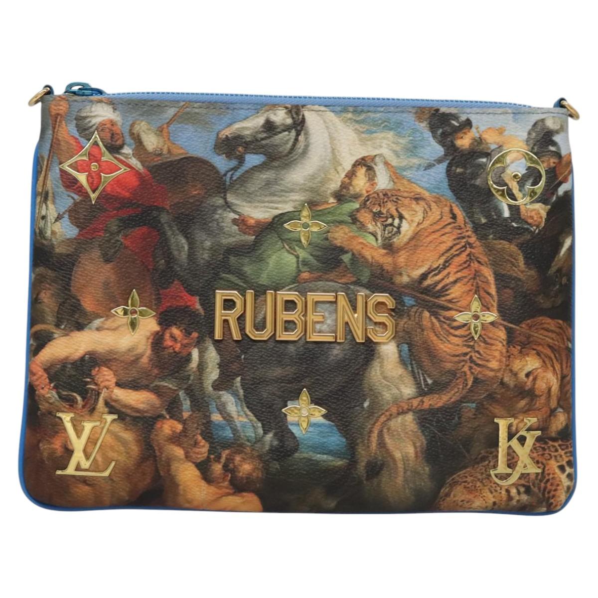 LOUIS VUITTON Celty Pochette Plat Pouch Koons Rubens M64617 LV Auth 115961SAM