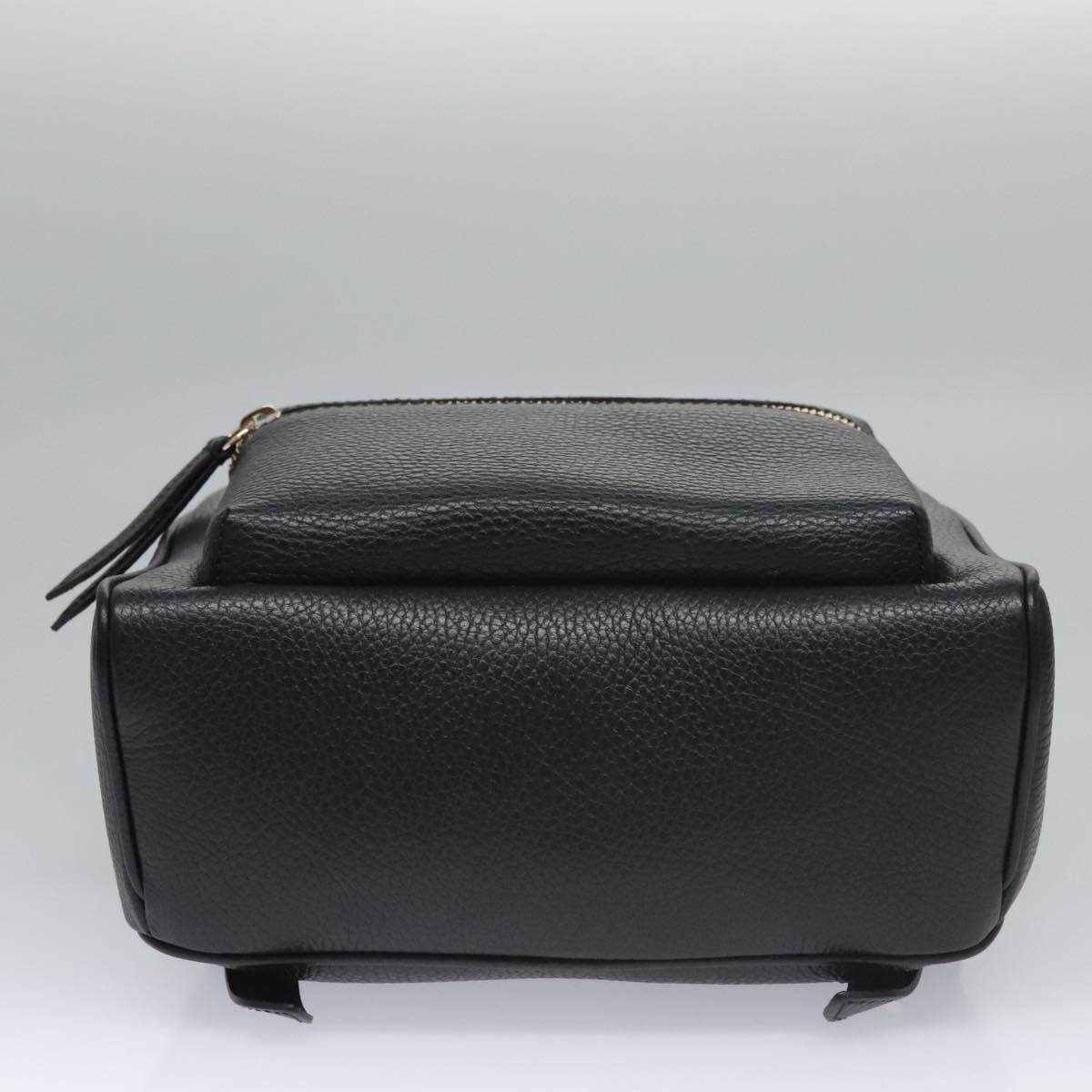 GUCCI Chain Interlocking Backpack Leather Gold Black 536192 Auth 115987AV