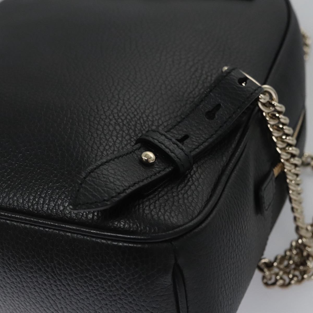 GUCCI Chain Interlocking Backpack Leather Gold Black 536192 Auth 115987AV