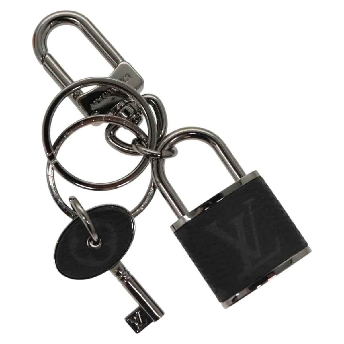 LOUIS VUITTON Monogram Eclipse Porte Cles LV Lock Charm M61951 LV Auth 116012