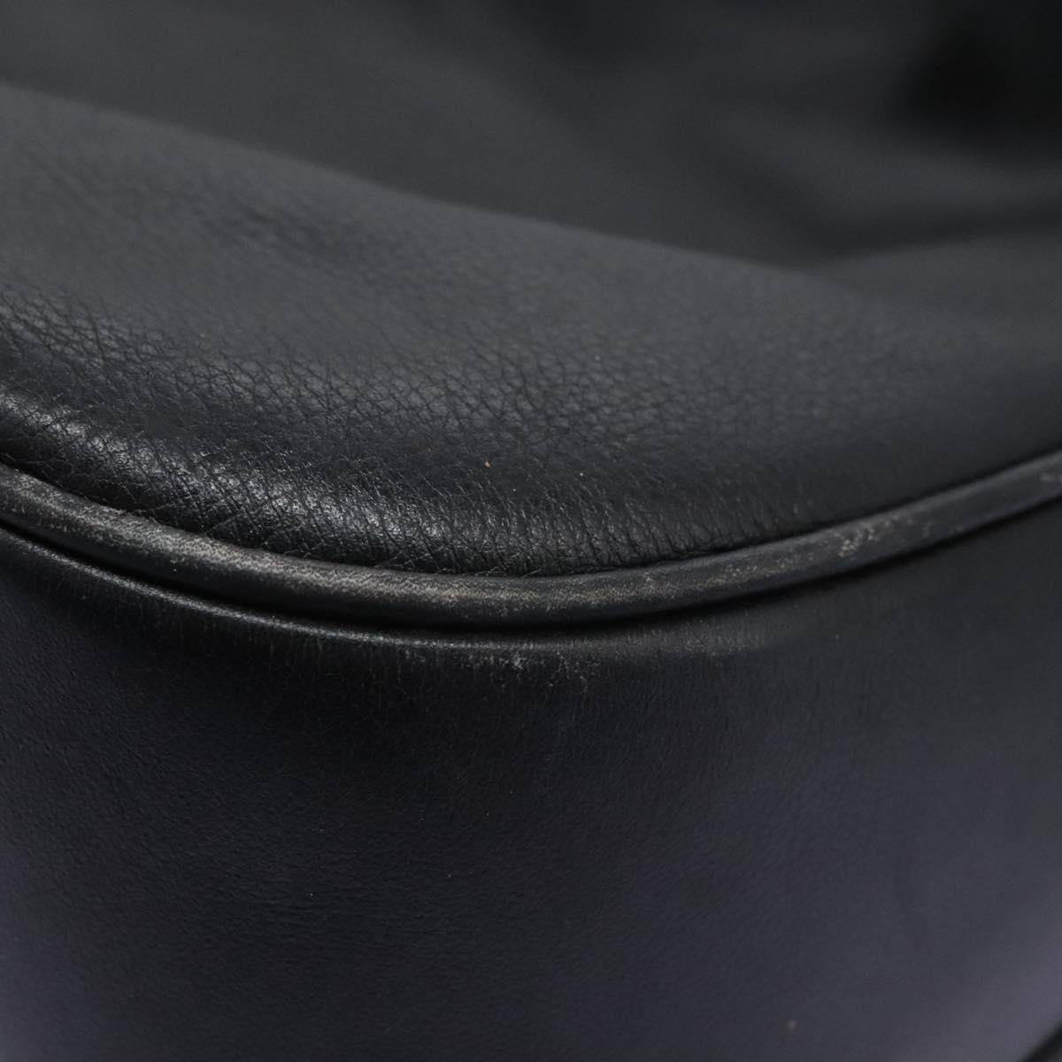 GUCCI Bamboo Shoulder Bag Leather 2way Black Gold 001 3754 1577 Auth 116022