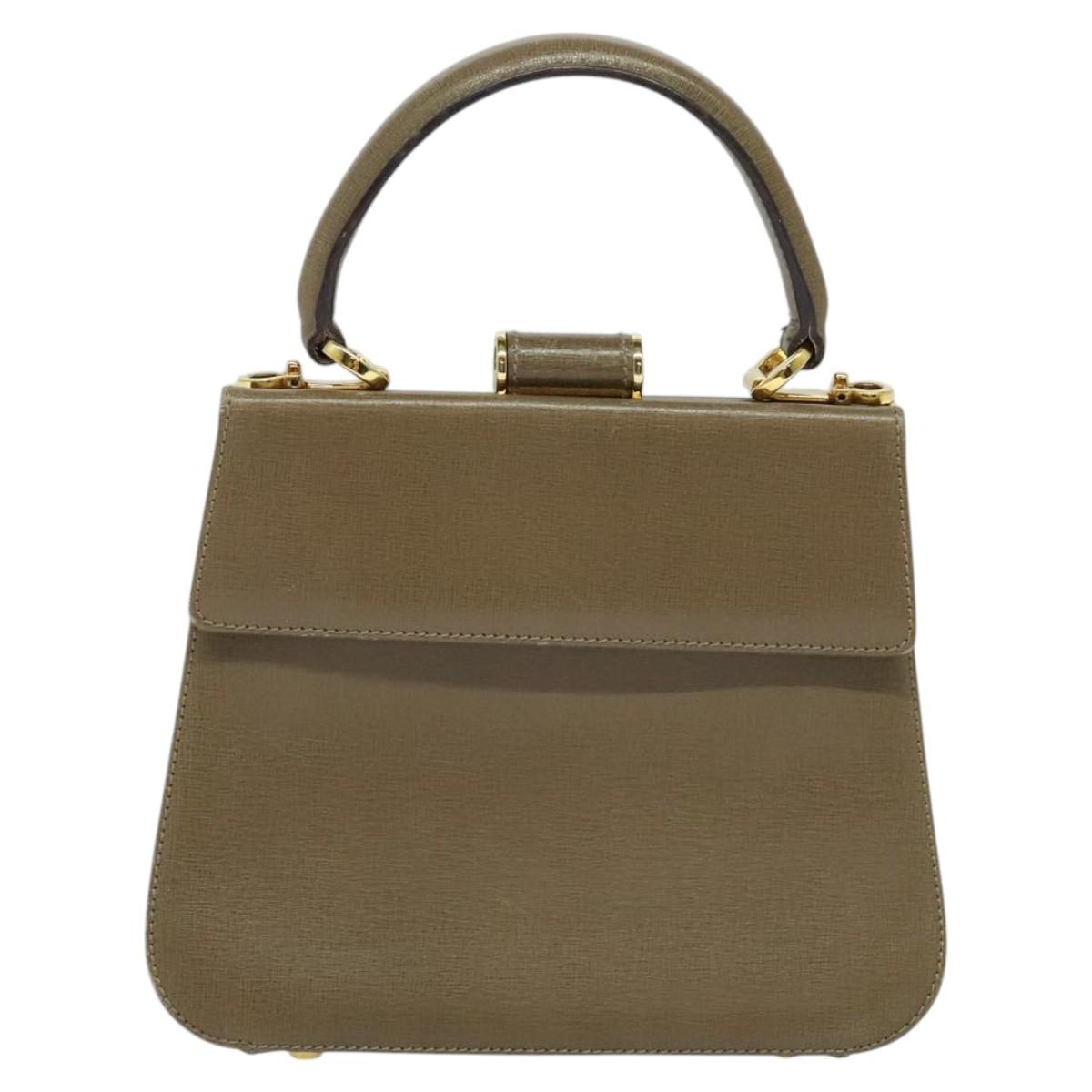 Salvatore Ferragamo Hand Bag Leather 2way Brown Gold Auth 116030