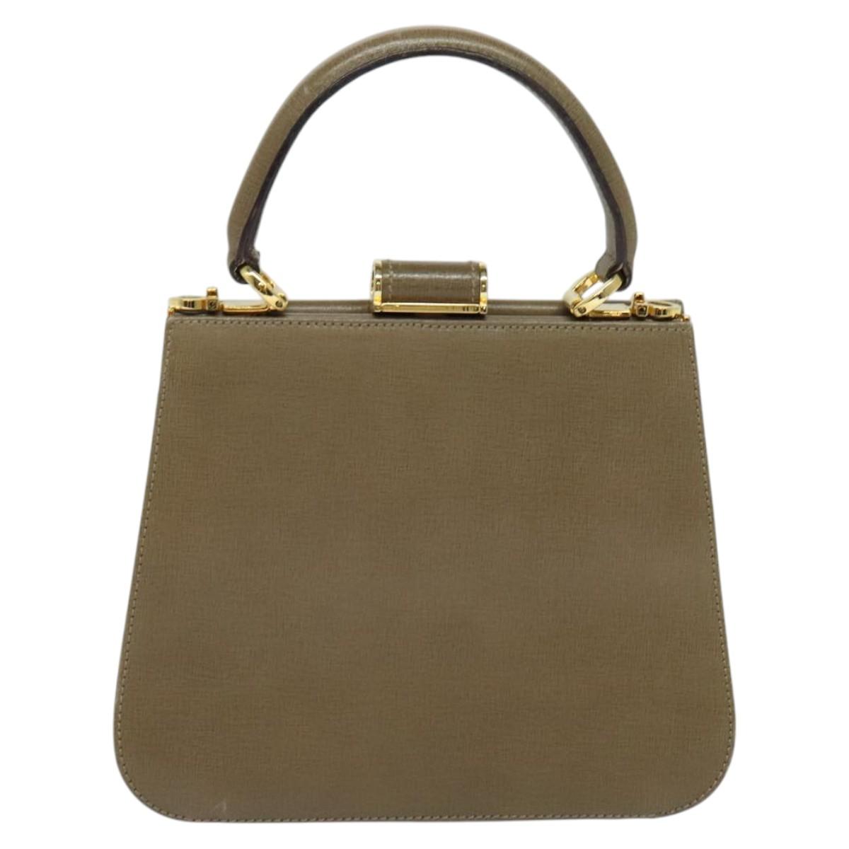 Salvatore Ferragamo Hand Bag Leather 2way Brown Gold Auth 116030