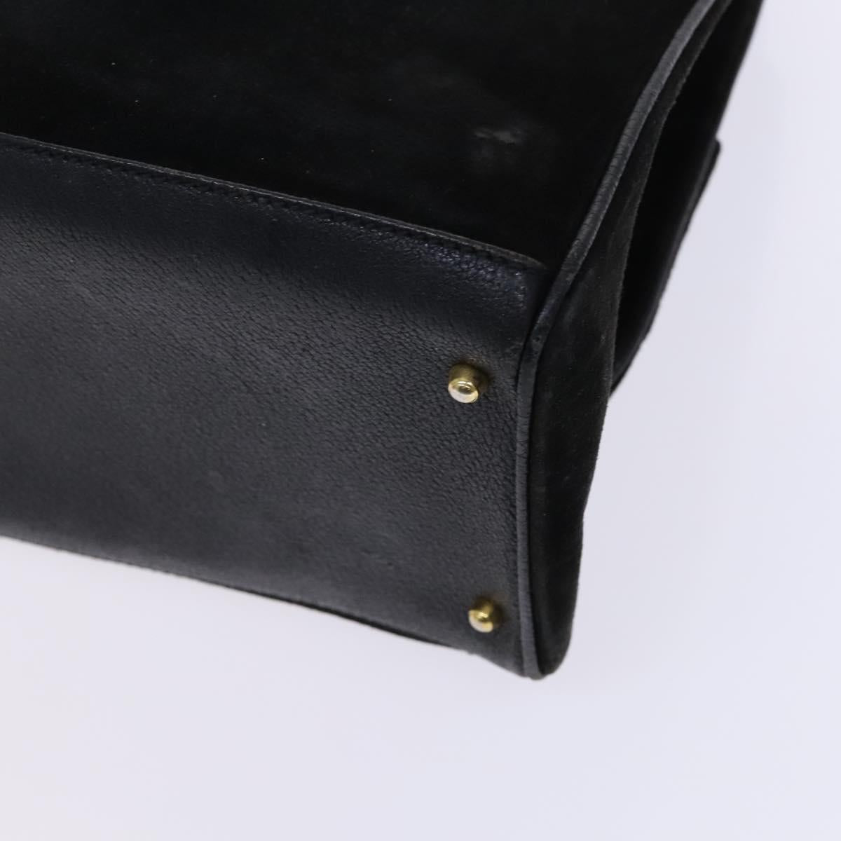 GUCCI Bamboo Hand Bag Suede Leather 2way Black 002 123 0322 Auth 116032