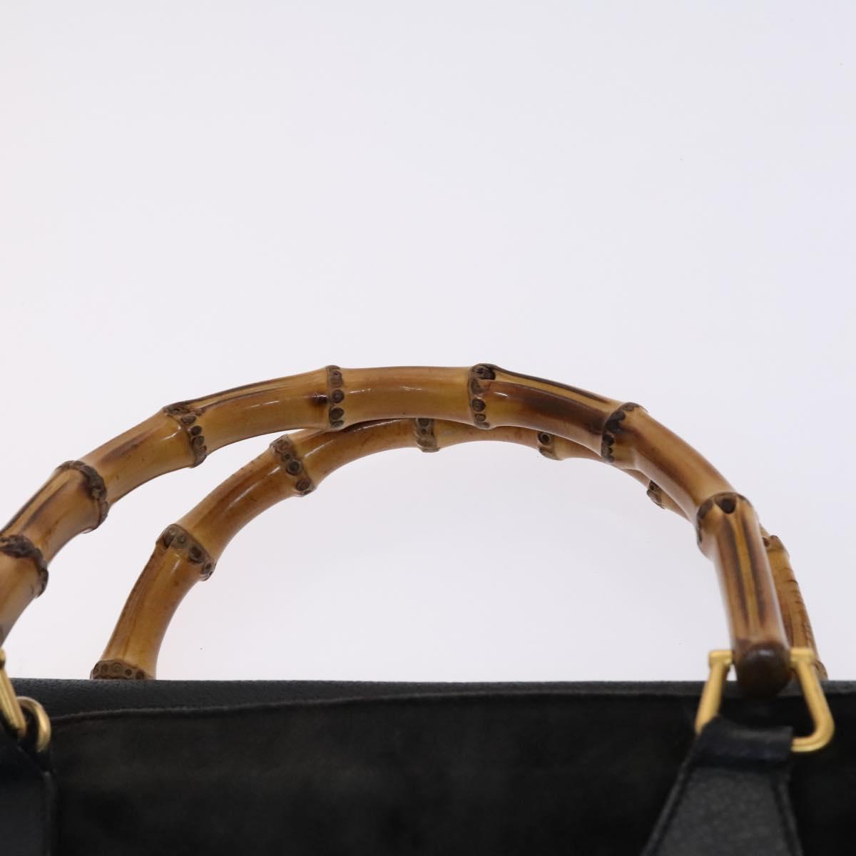 GUCCI Bamboo Hand Bag Suede Leather 2way Black 002 123 0322 Auth 116032