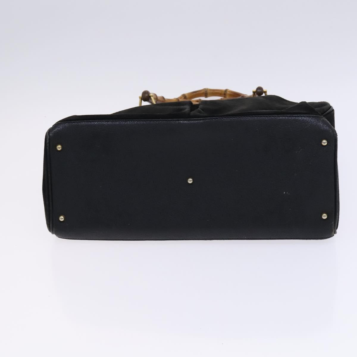 GUCCI Bamboo Hand Bag Suede Leather 2way Black 002 123 0322 Auth 116032