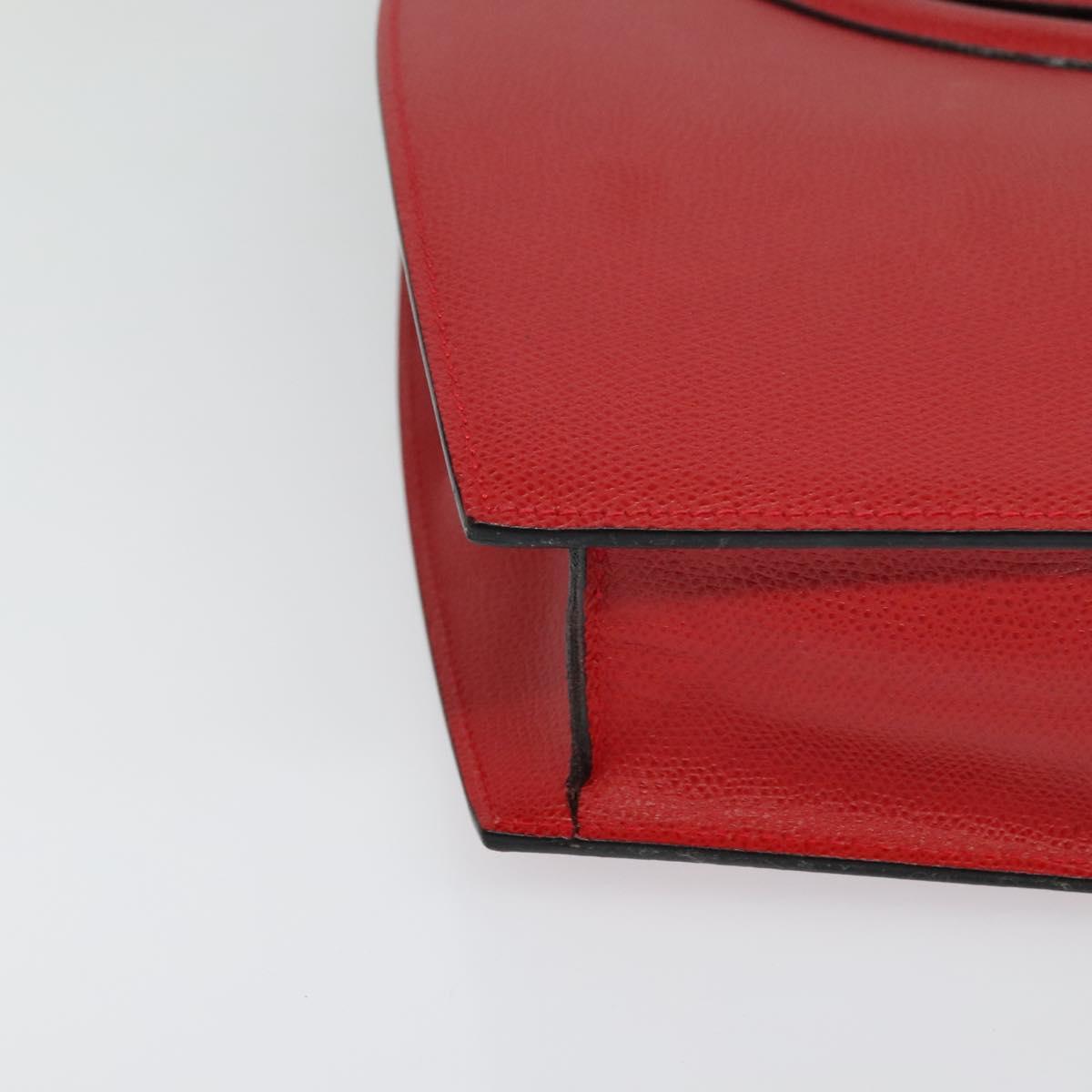 BALLY Hand Bag Leather Red Gold Auth 116033