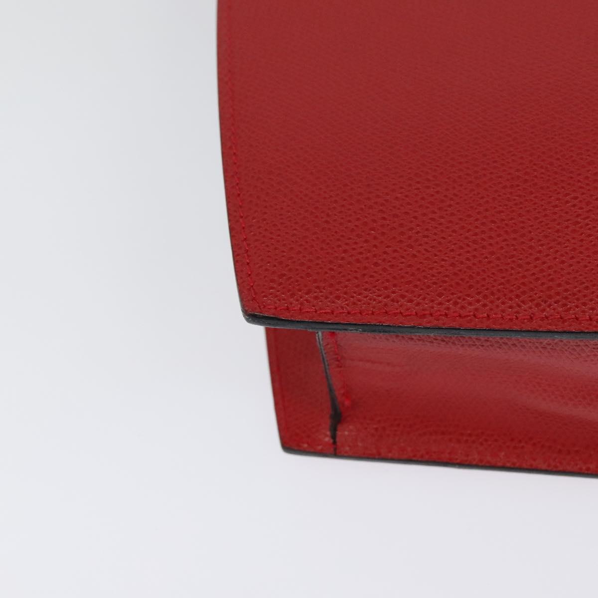 BALLY Hand Bag Leather Red Gold Auth 116033