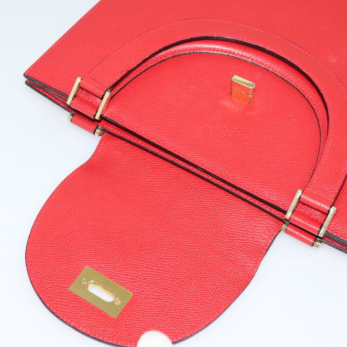 BALLY Hand Bag Leather Red Gold Auth 116033