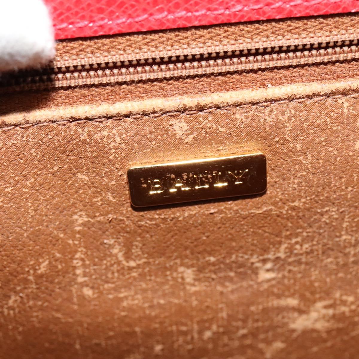BALLY Hand Bag Leather Red Gold Auth 116033