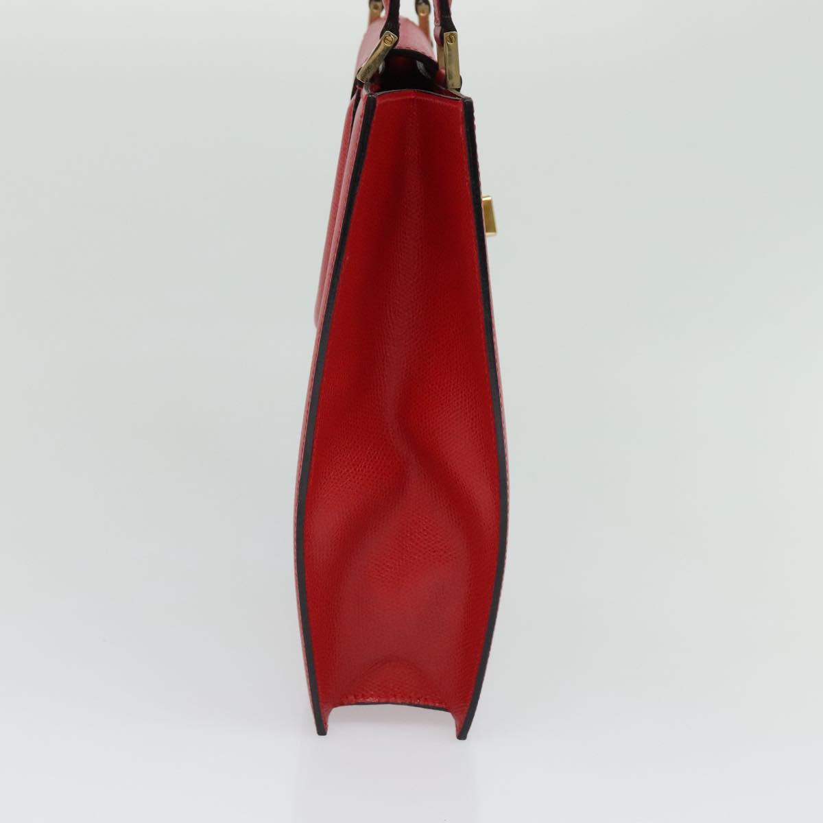 BALLY Hand Bag Leather Red Gold Auth 116033