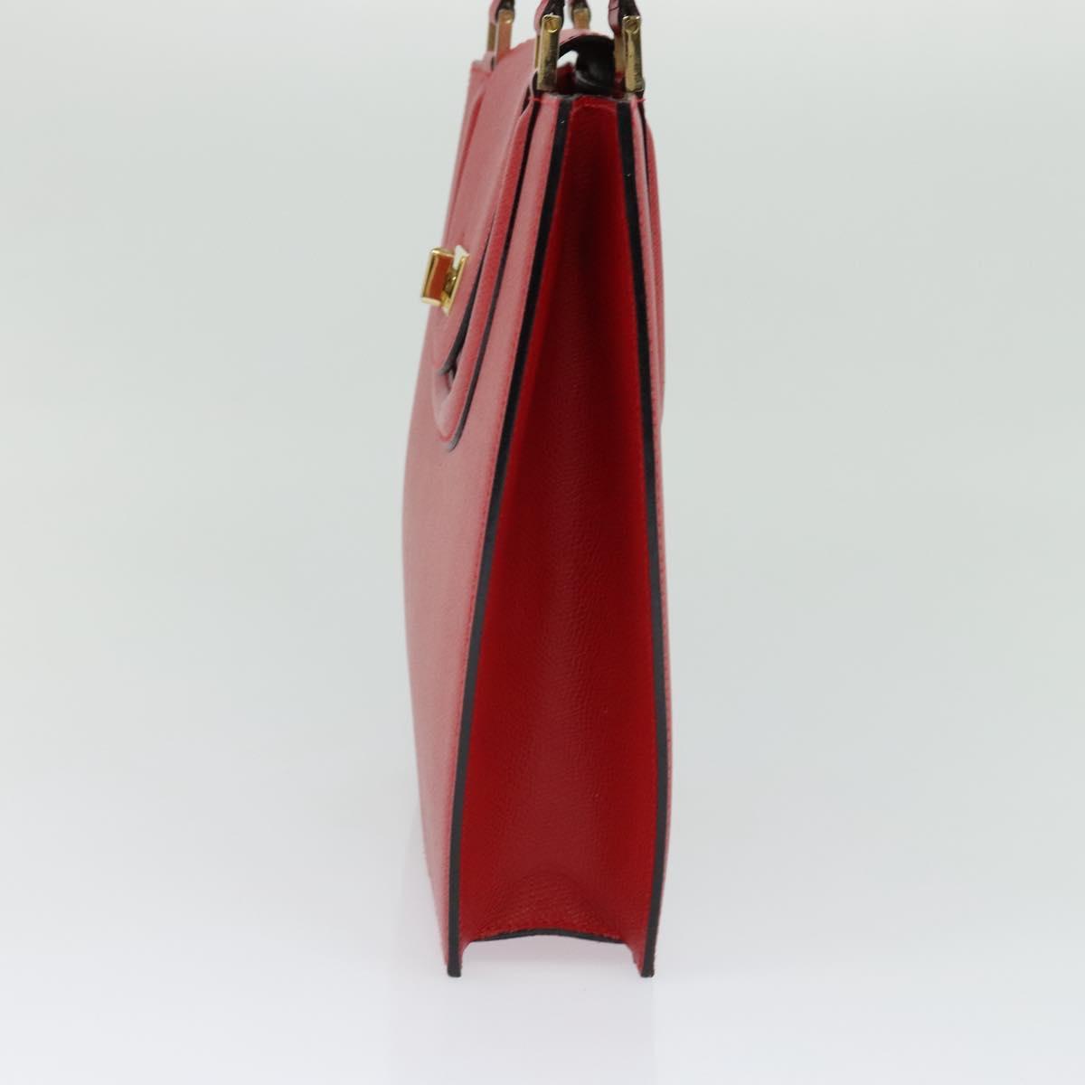 BALLY Hand Bag Leather Red Gold Auth 116033