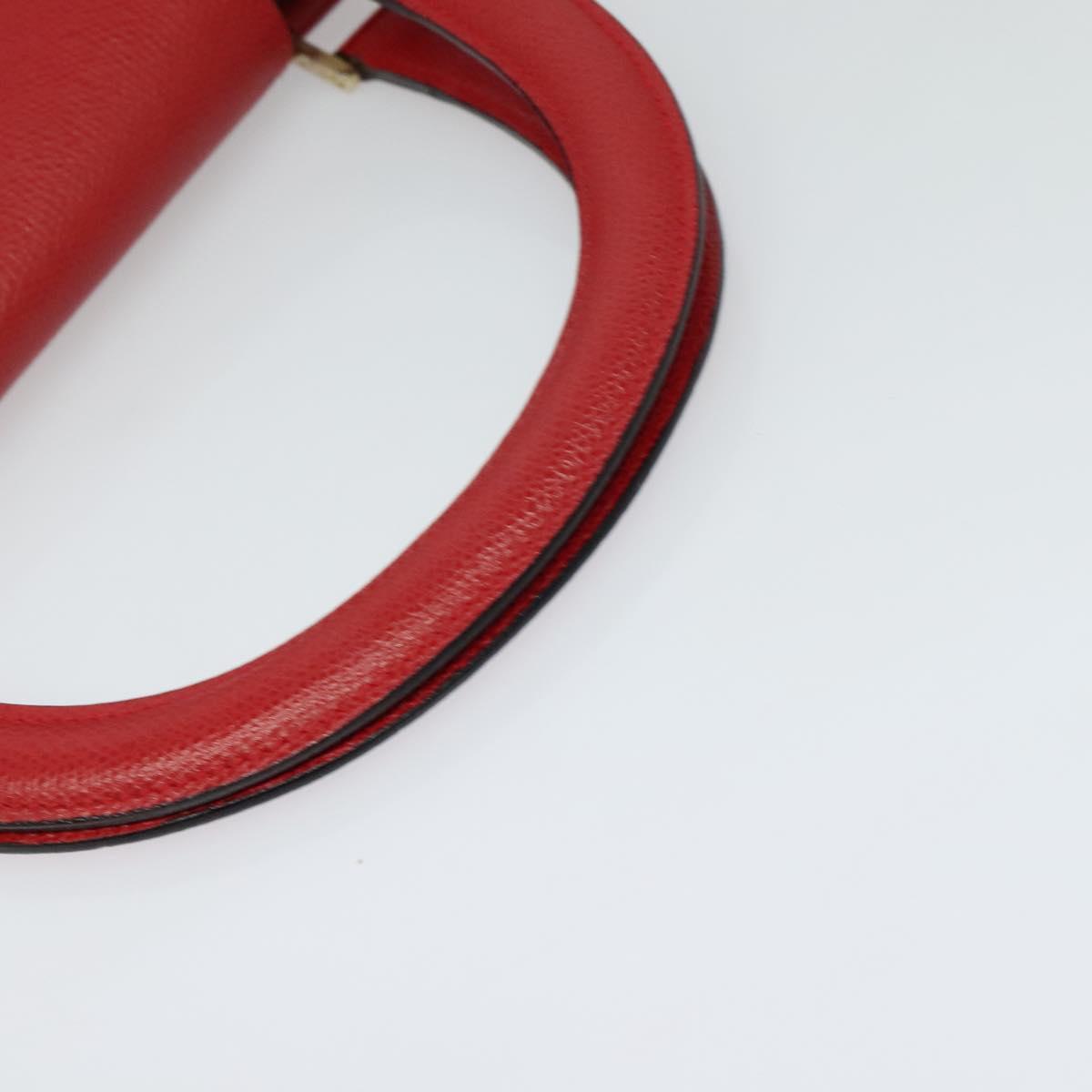 BALLY Hand Bag Leather Red Gold Auth 116033