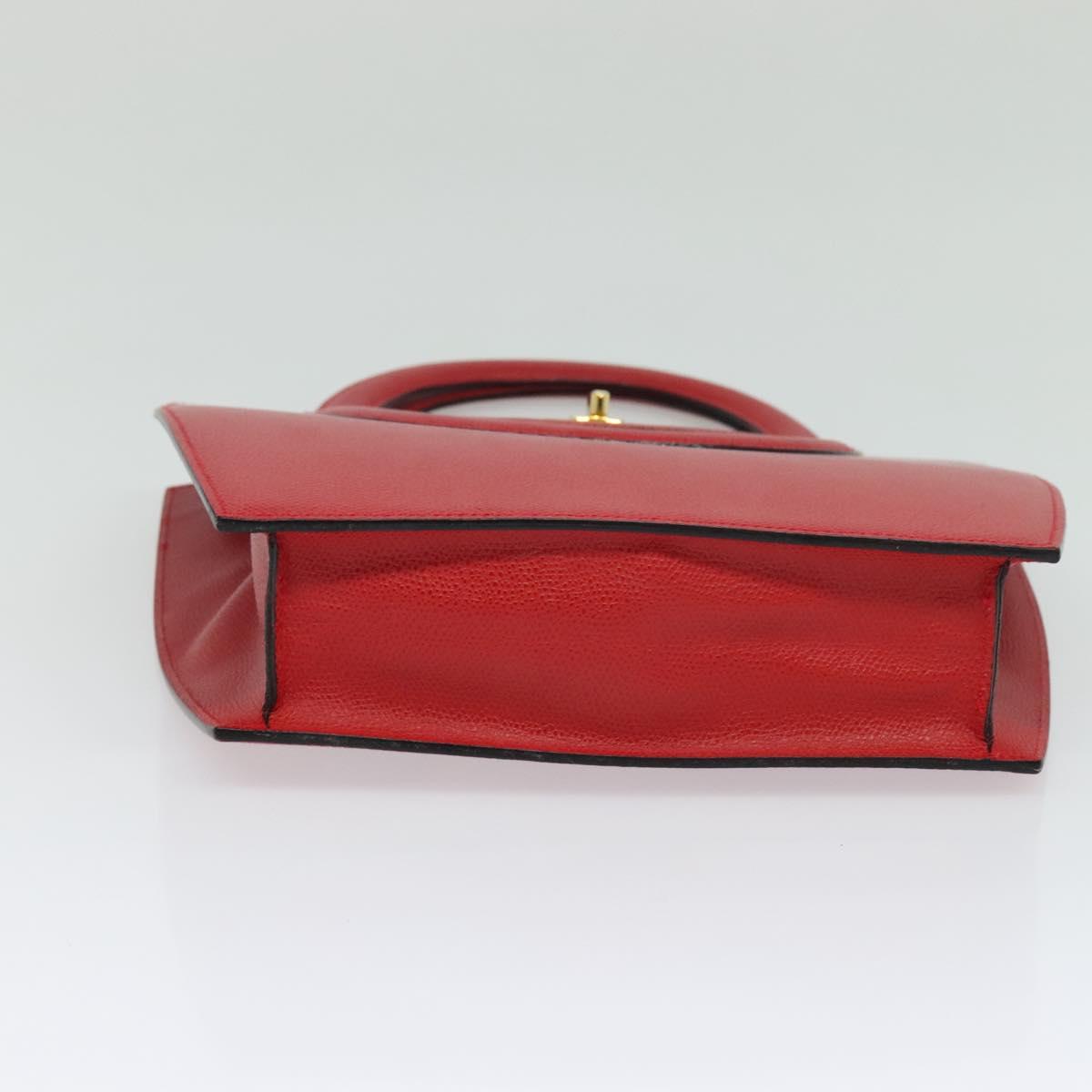 BALLY Hand Bag Leather Red Gold Auth 116033