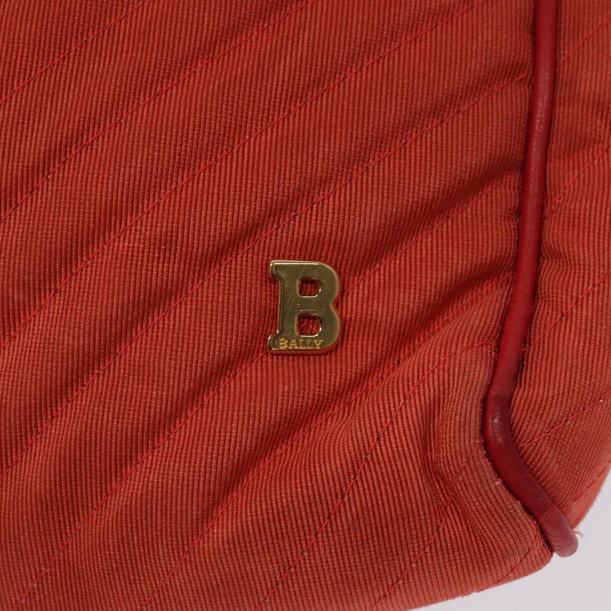 BALLY Shoulder Bag Nylon Orange Gold Auth 116042