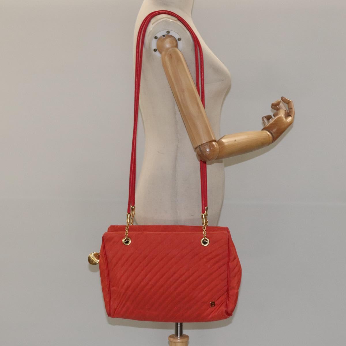 BALLY Shoulder Bag Nylon Orange Gold Auth 116042