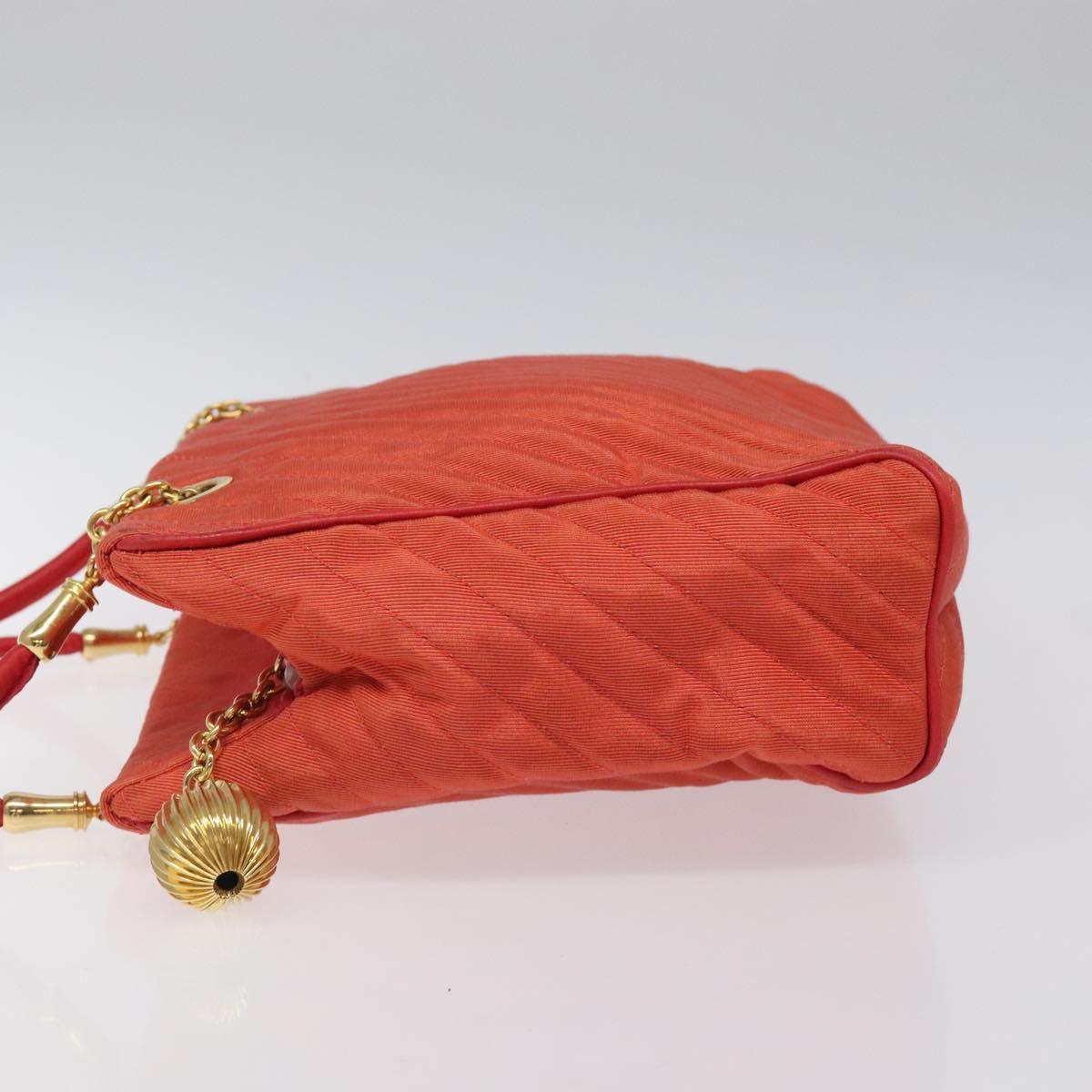 BALLY Shoulder Bag Nylon Orange Gold Auth 116042