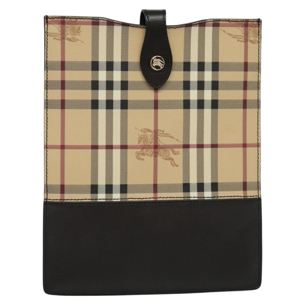 BURBERRY Nova Check iPad Case PVC Beige Gold Auth 116045