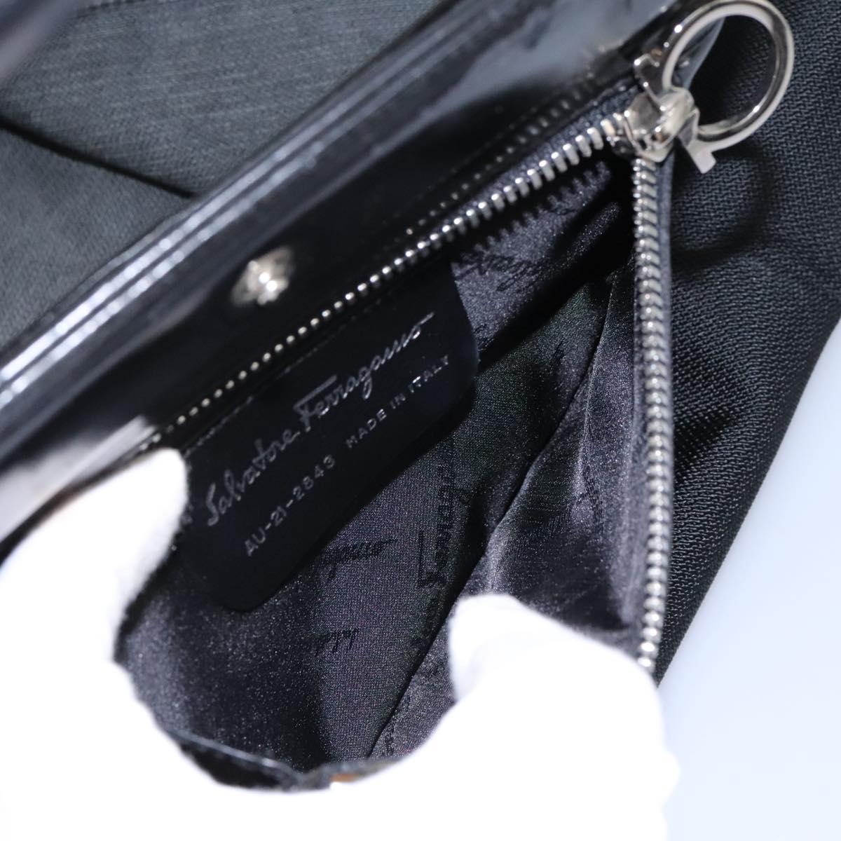 Salvatore Ferragamo Gancini Hand Bag Nylon Black Auth 116072