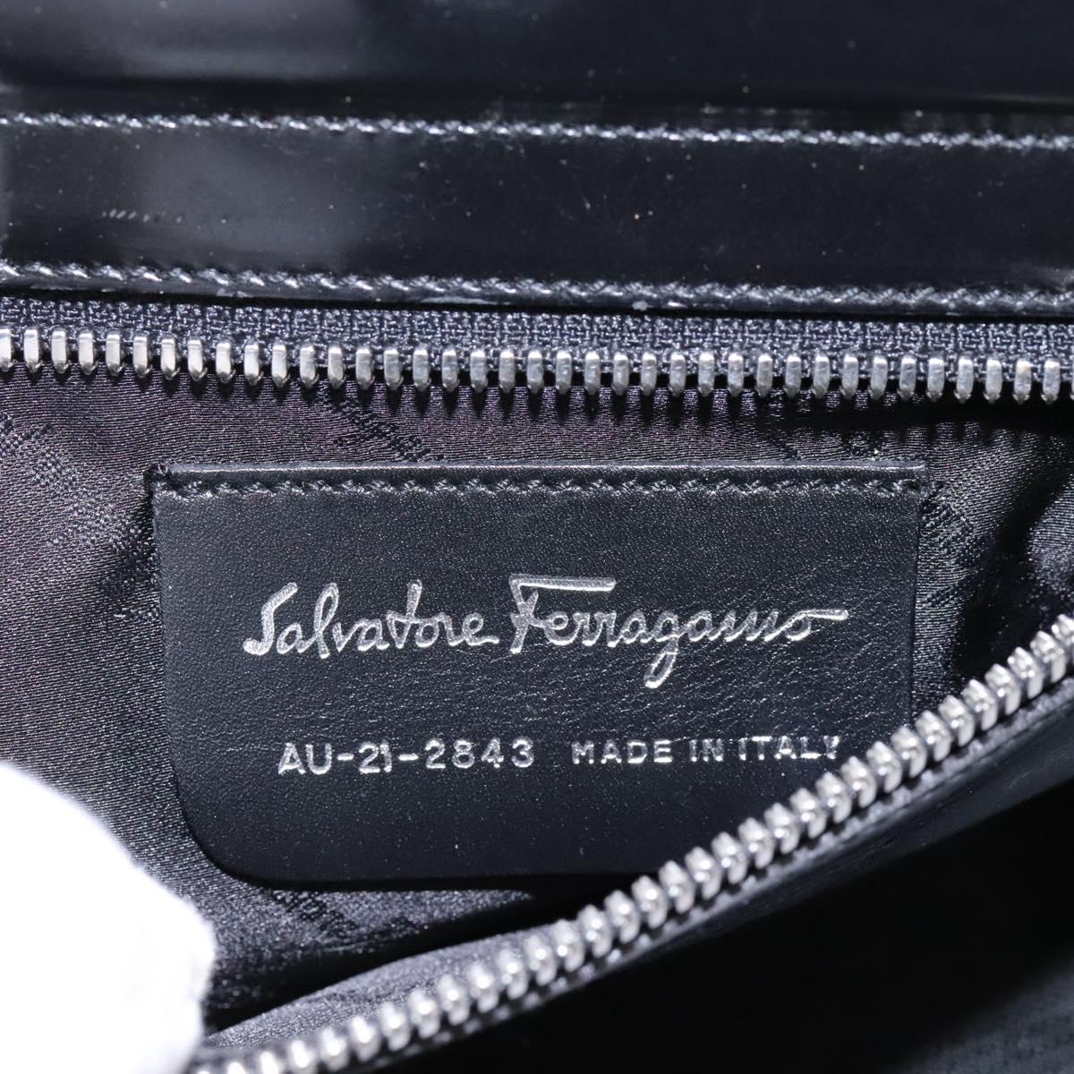 Salvatore Ferragamo Gancini Hand Bag Nylon Black Auth 116072