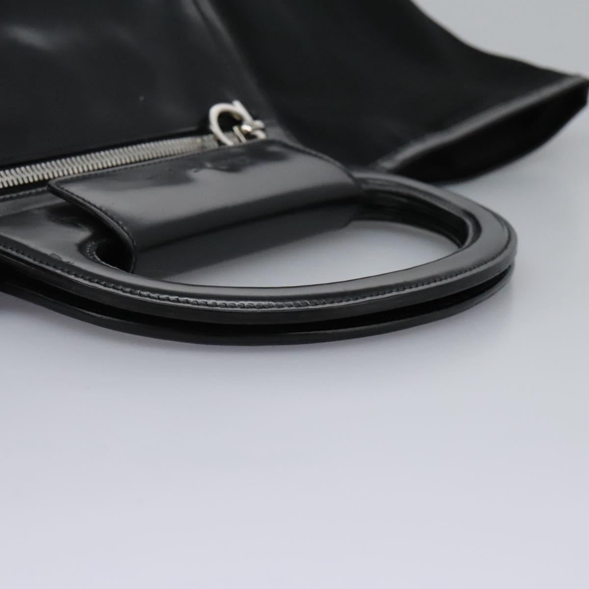 Salvatore Ferragamo Gancini Hand Bag Nylon Black Auth 116072