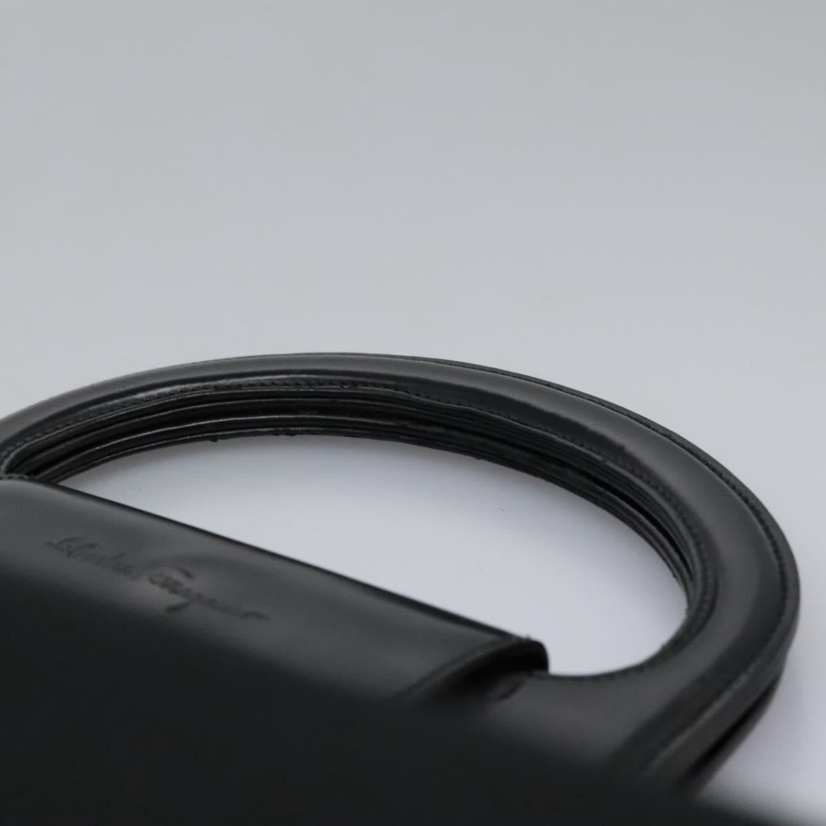 Salvatore Ferragamo Gancini Hand Bag Nylon Black Auth 116072