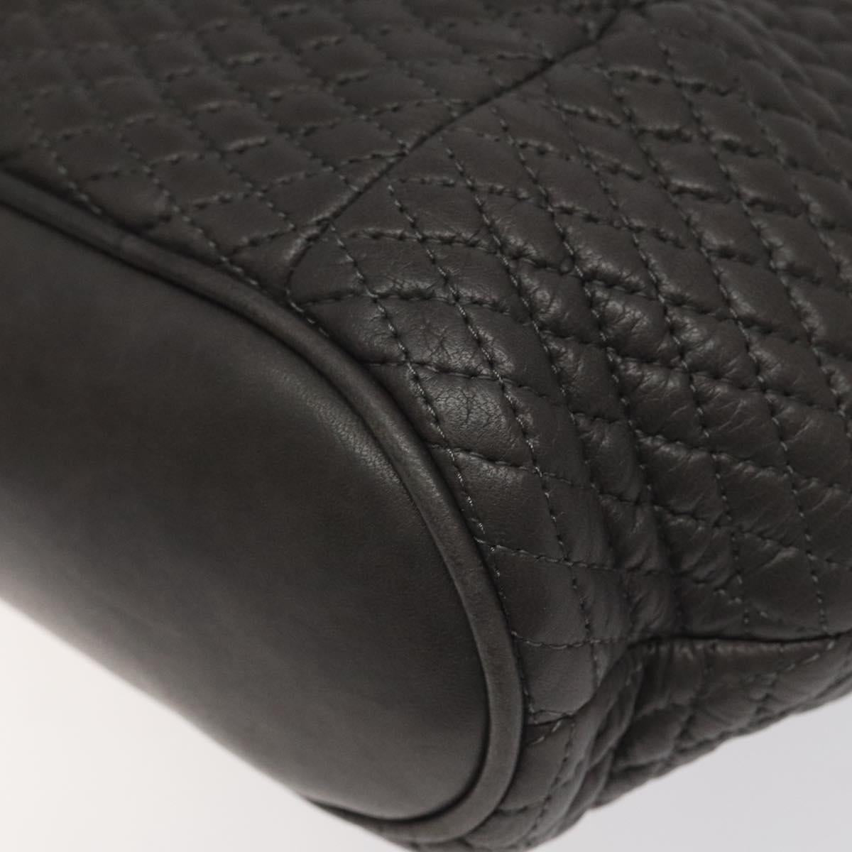 BALLY Hand Bag Leather Gray Gold Auth 116073