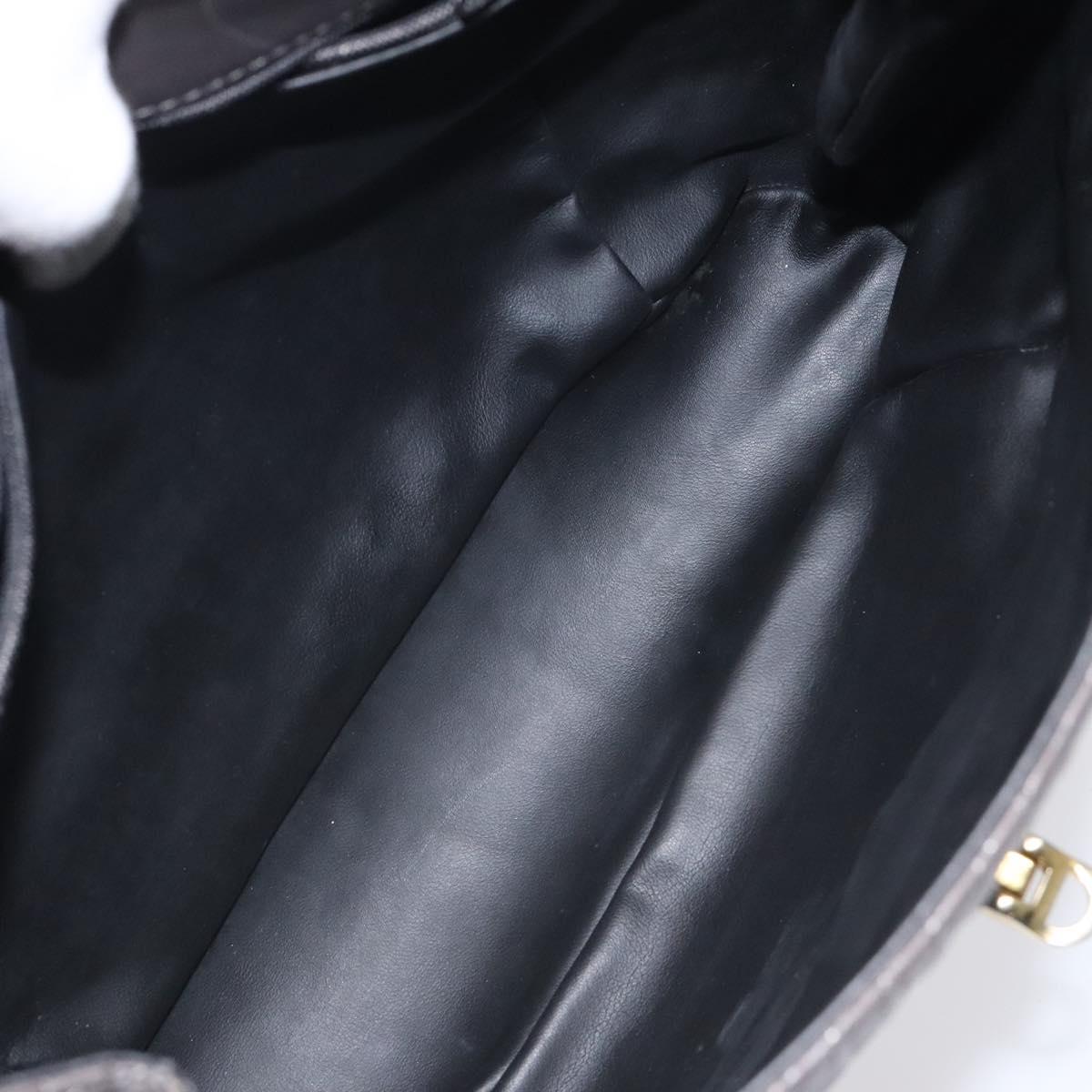 BALLY Hand Bag Leather Gray Gold Auth 116073