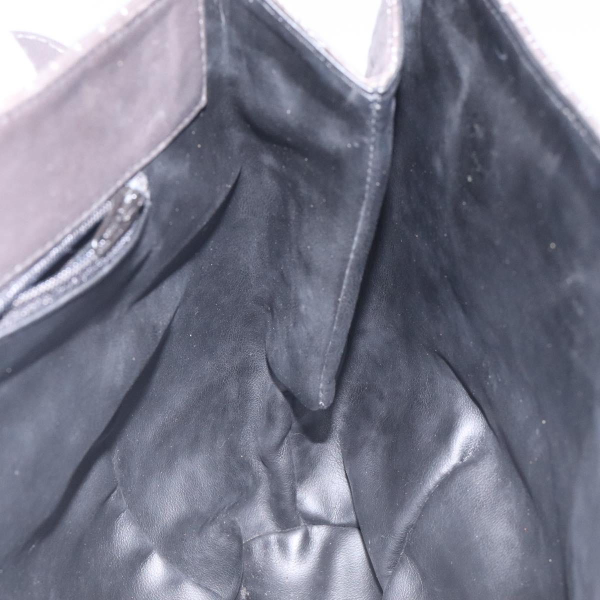 BALLY Hand Bag Leather Gray Gold Auth 116073