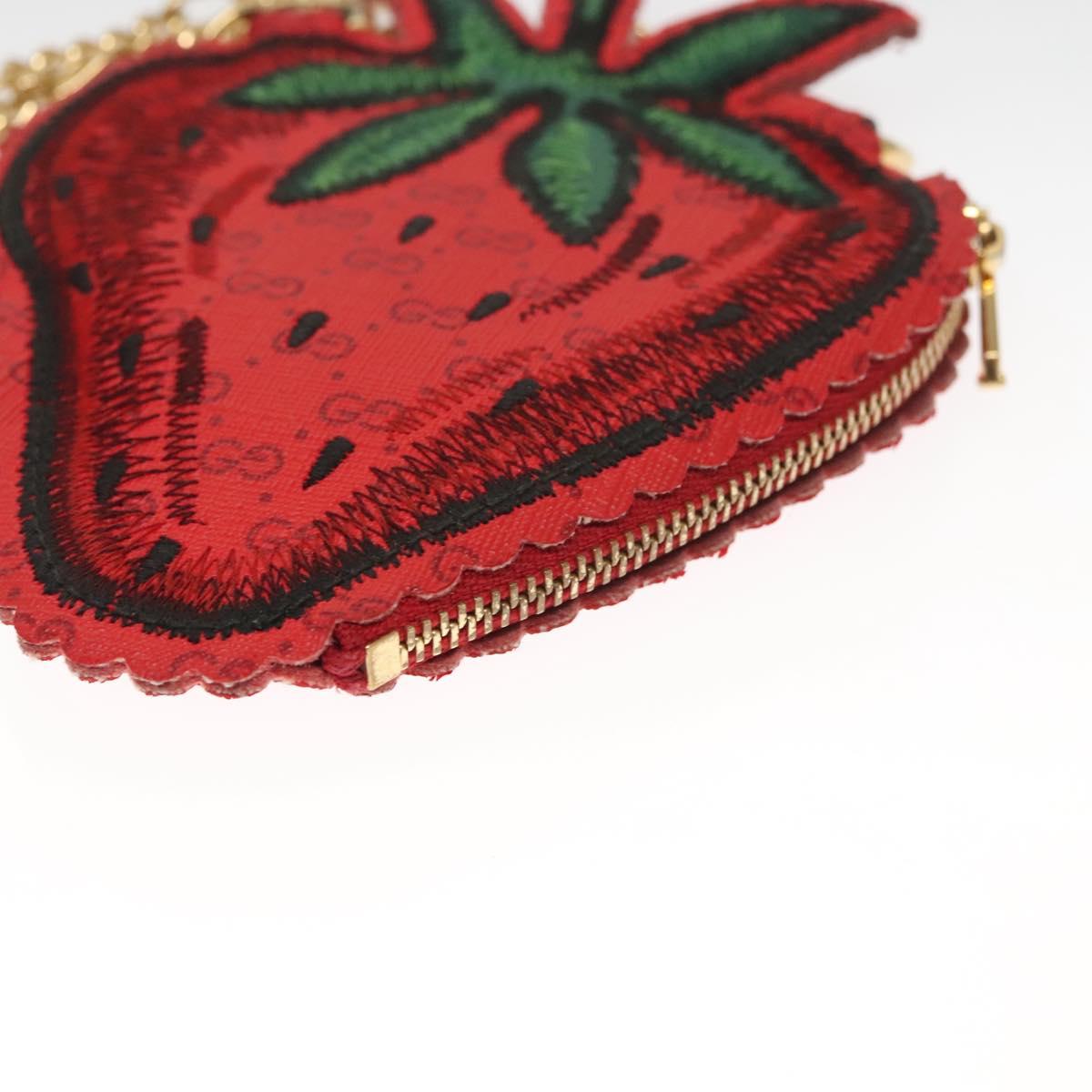 GUCCI Micro GG Supreme Chain Pouch Shoulder Bag PVC Red 576495 Auth 116081SAV