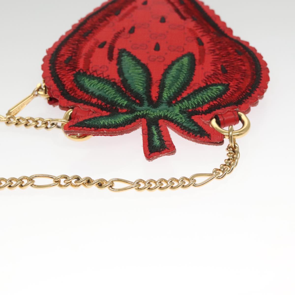 GUCCI Micro GG Supreme Chain Pouch Shoulder Bag PVC Red 576495 Auth 116081SAV