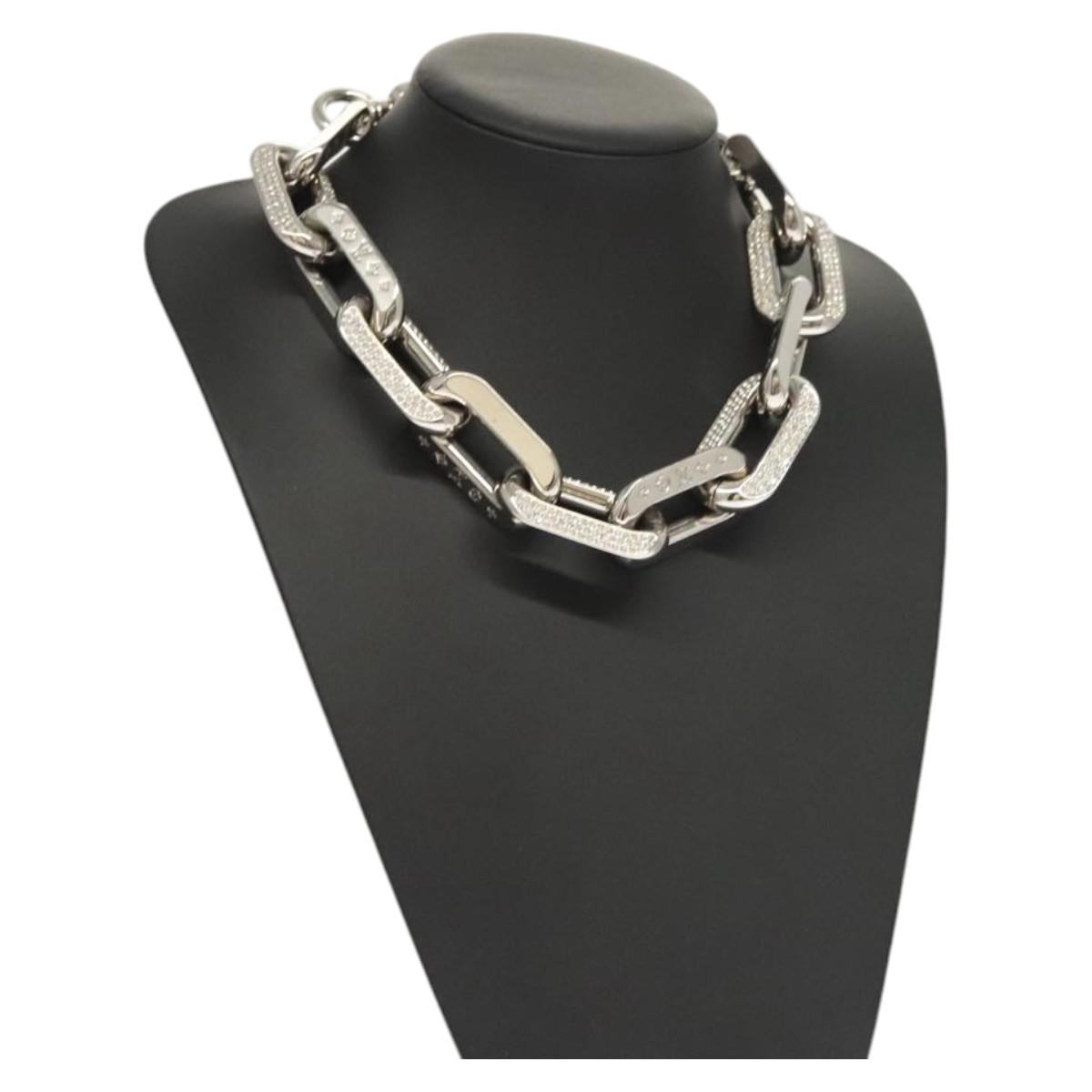 LOUIS VUITTON Collier LV Edge GM Necklace metal Silver tone MP3000 Auth 116084SAM