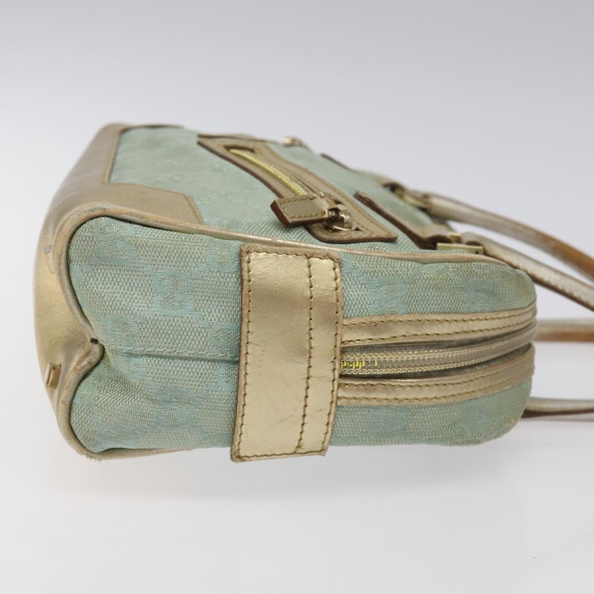 GUCCI GG Canvas Hand Bag Light Blue Gold 000 0852 Auth 116100